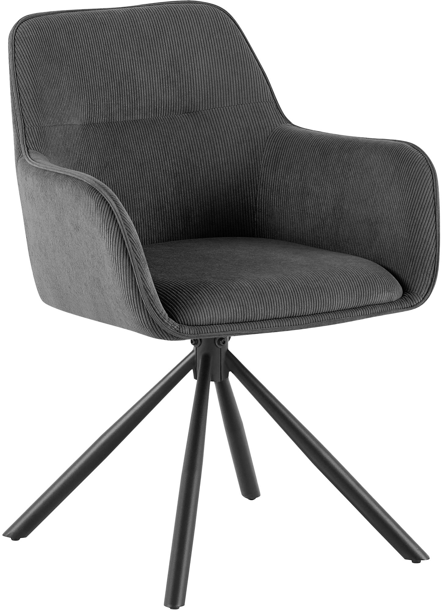 CLP Esszimmerstuhl drehbar Tipton Cord, 180&deg; schwenkbarer Sessel mit Armlehne und R&uuml;ckenlehne, bis 150 kg Belastbarkeit 