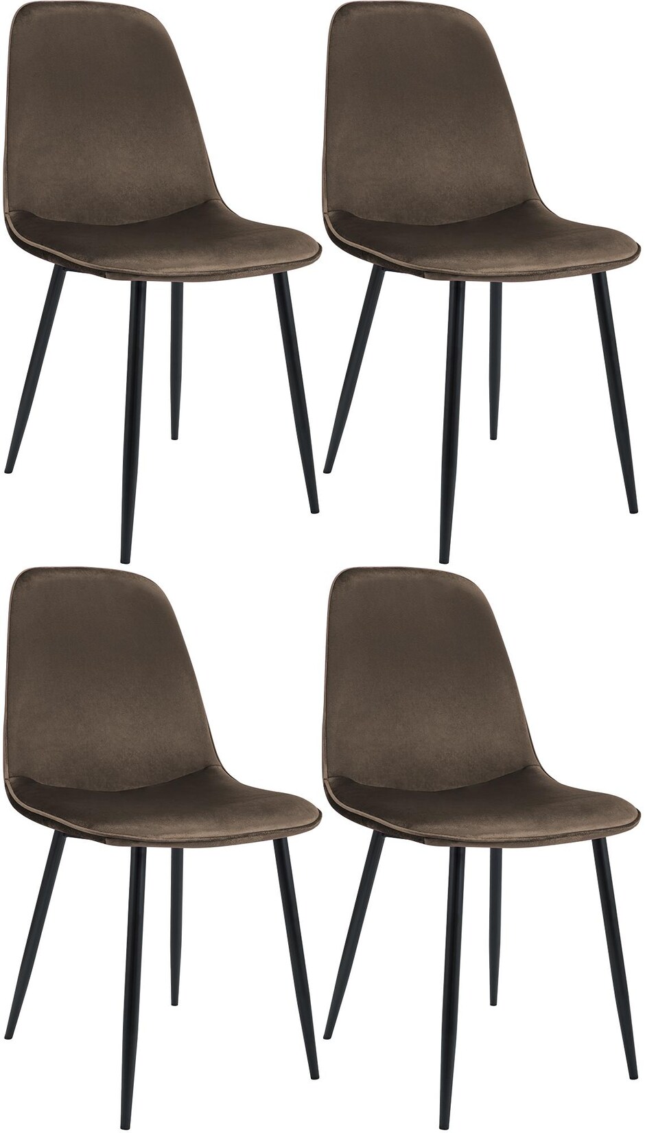 CLP 4er Set Esszimmerstuhl Maryam Samt Farbe: braun, Material: Samt