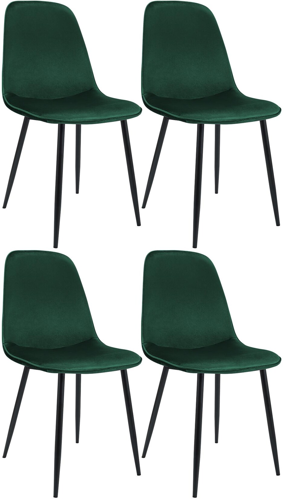 CLP 4er Set Esszimmerstuhl Maryam Samt Farbe: grün, Material: Samt
