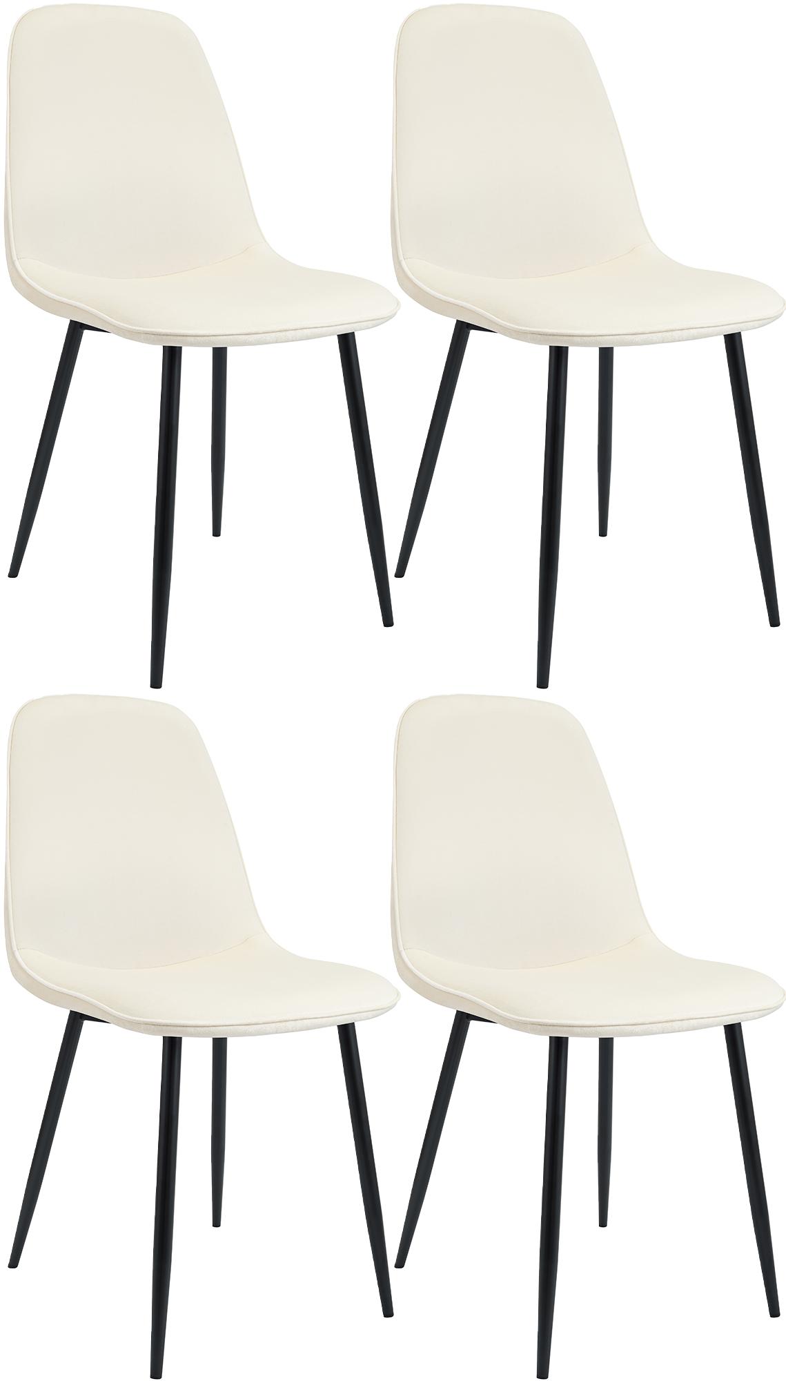 CLP 4er Set Esszimmerstuhl Maryam Samt - Farbe: creme, Material: Samt 
