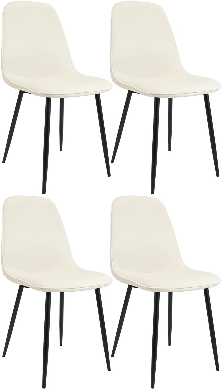 CLP 4er Set Esszimmerstuhl Maryam Samt - Farbe: creme, Material: Samt