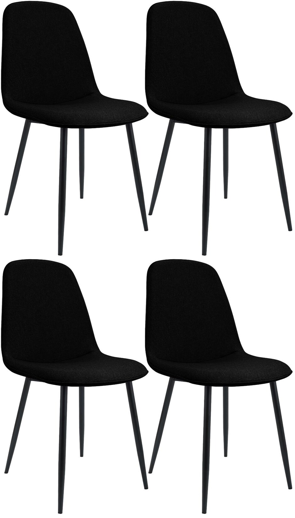CLP 4er Set Esszimmerstuhl Maryam Stoff Farbe: schwarz, Material: Stoff