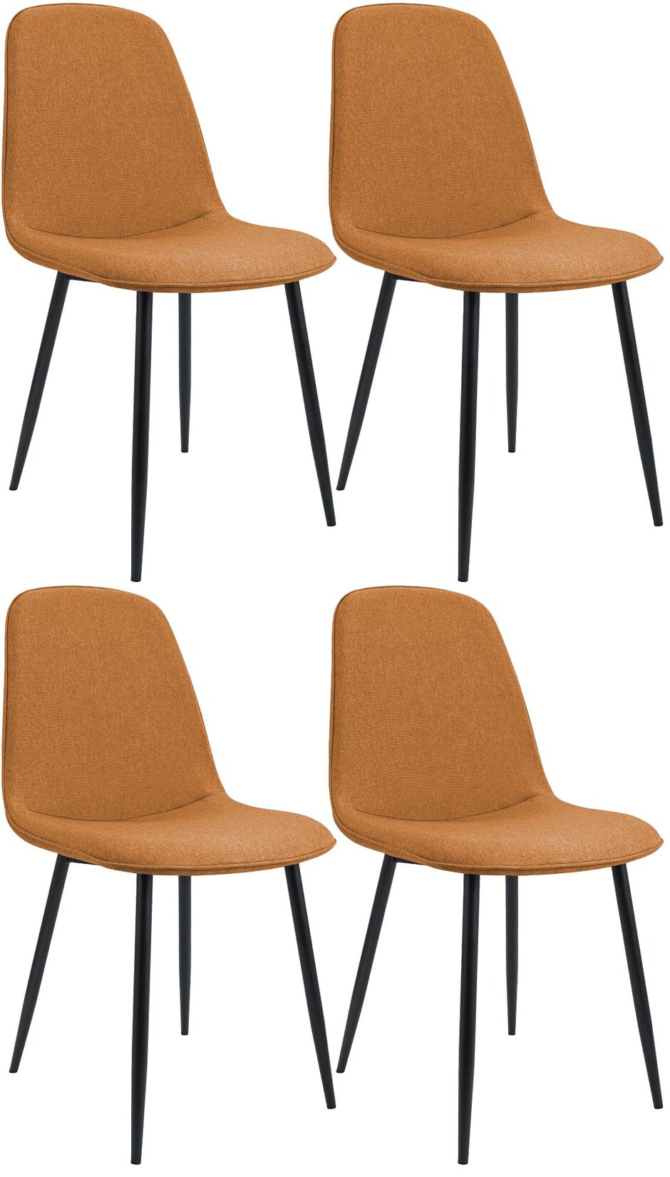 CLP 4er Set Esszimmerstuhl Maryam Stoff Farbe: orange, Material: Stoff