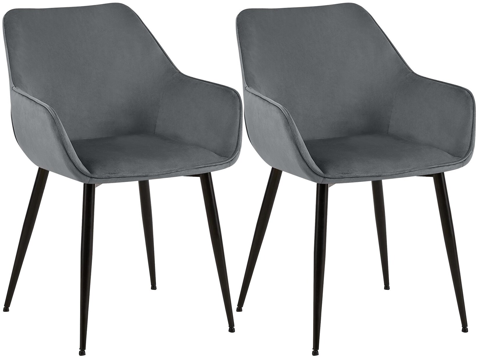 CLP 2er Set Esszimmerstuhl Luena Samt Farbe: dunkelgrau, Material: Samt