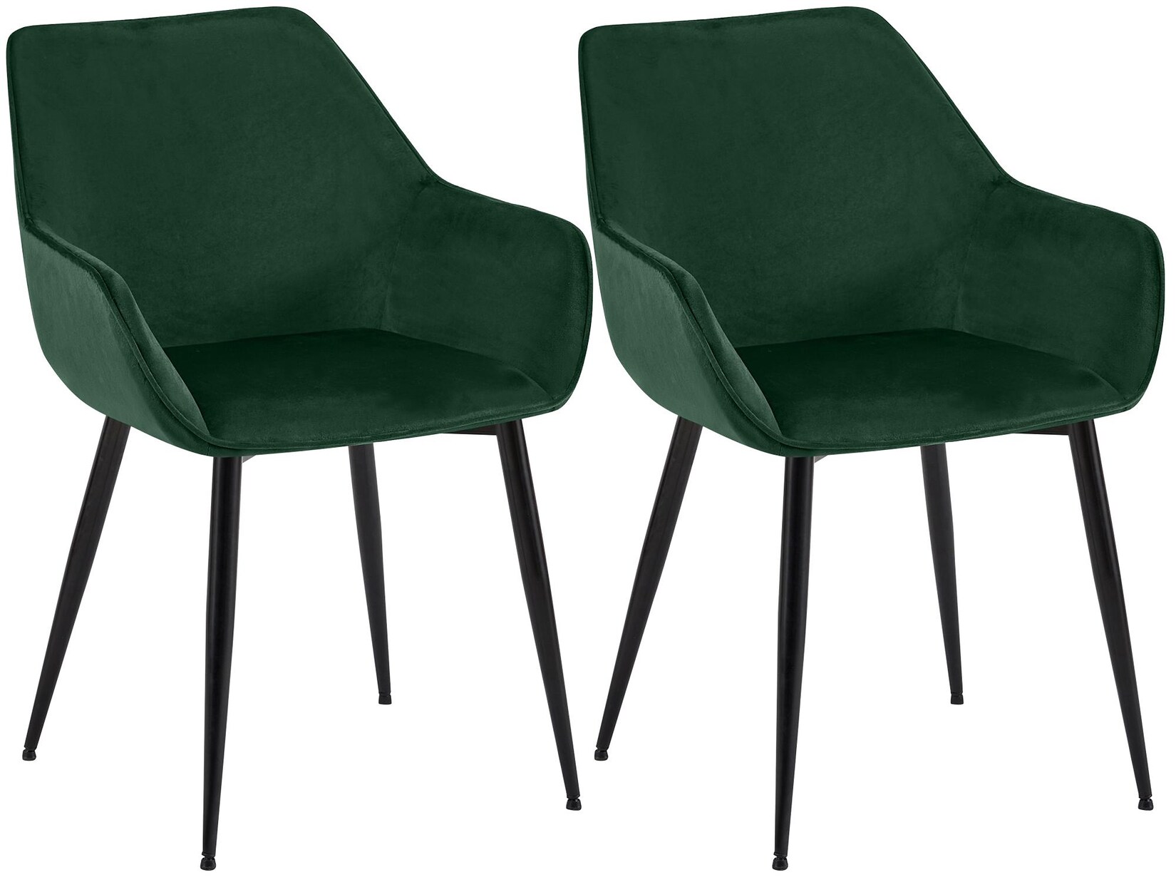 CLP 2er Set Esszimmerstuhl Luena Samt - Farbe: grün, Material: Samt