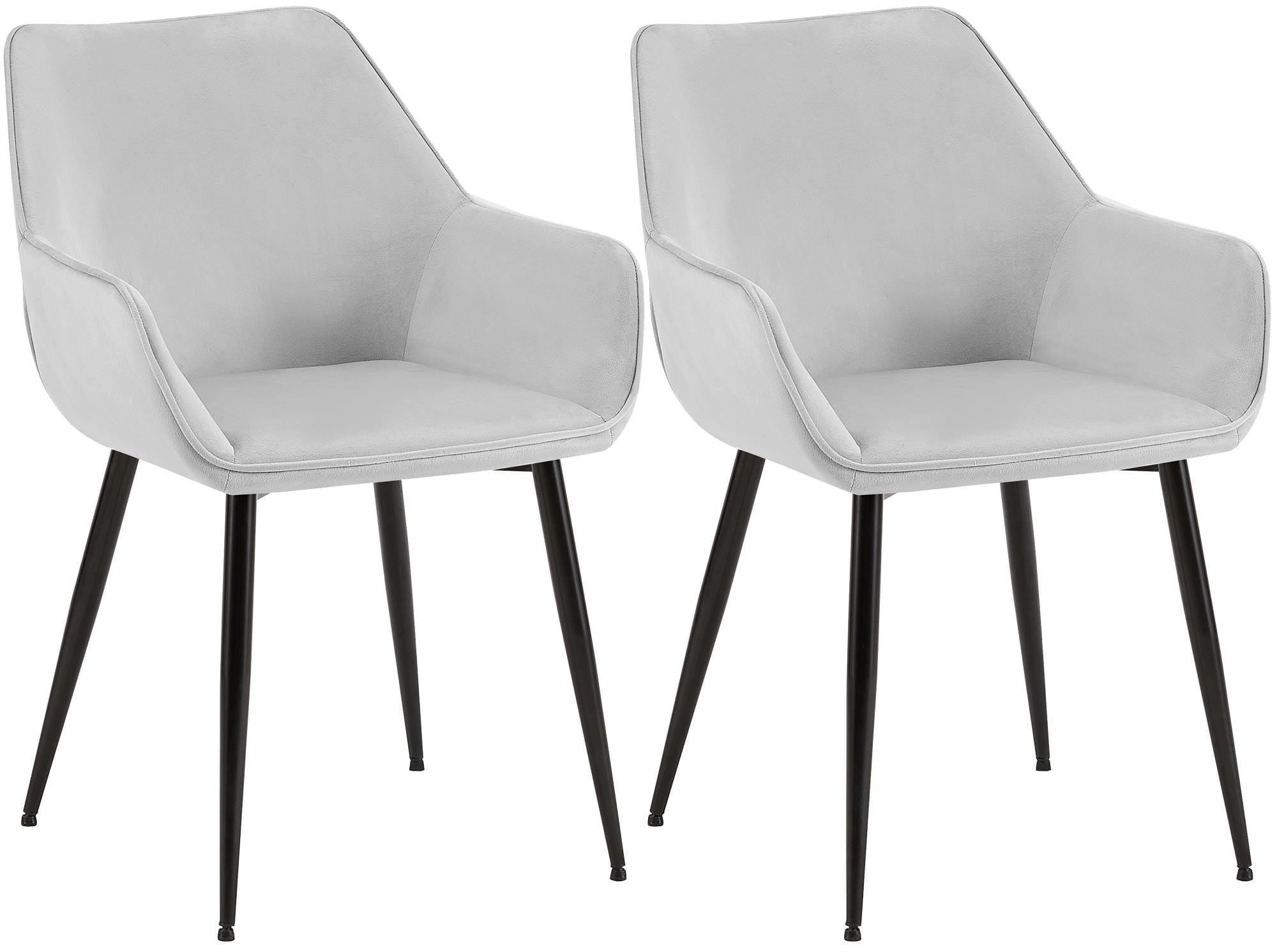 CLP Esszimmerst&uuml;hle 2er Set gepolstert mit Lehne Luena, K&uuml;chenstuhl mit Samt oder Stoff, Sessel Metallgestell schwarz bis 150 kg belastbar 