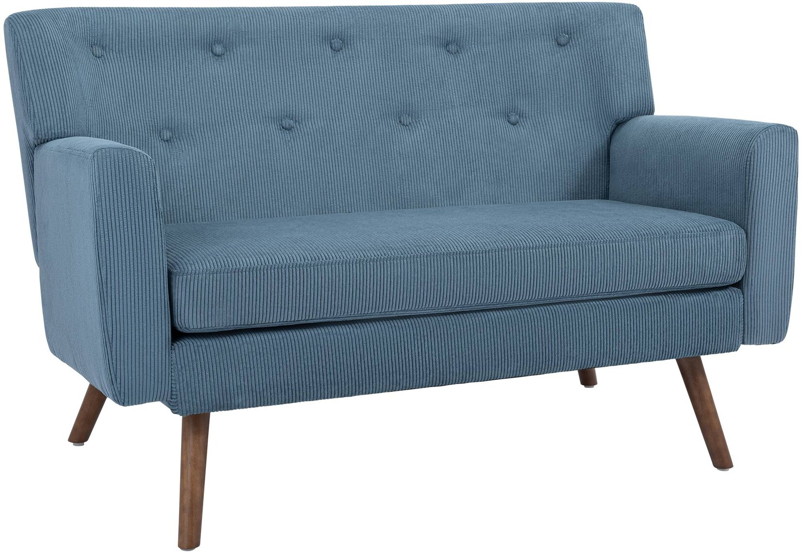 CLP Sofa 2-Sitzer mit Cordbezug Kioni, Couch bequem für Wohnzimmer, komfortabel gepolstert, bis 240 kg belastbar, Beine aus Kautschukholz