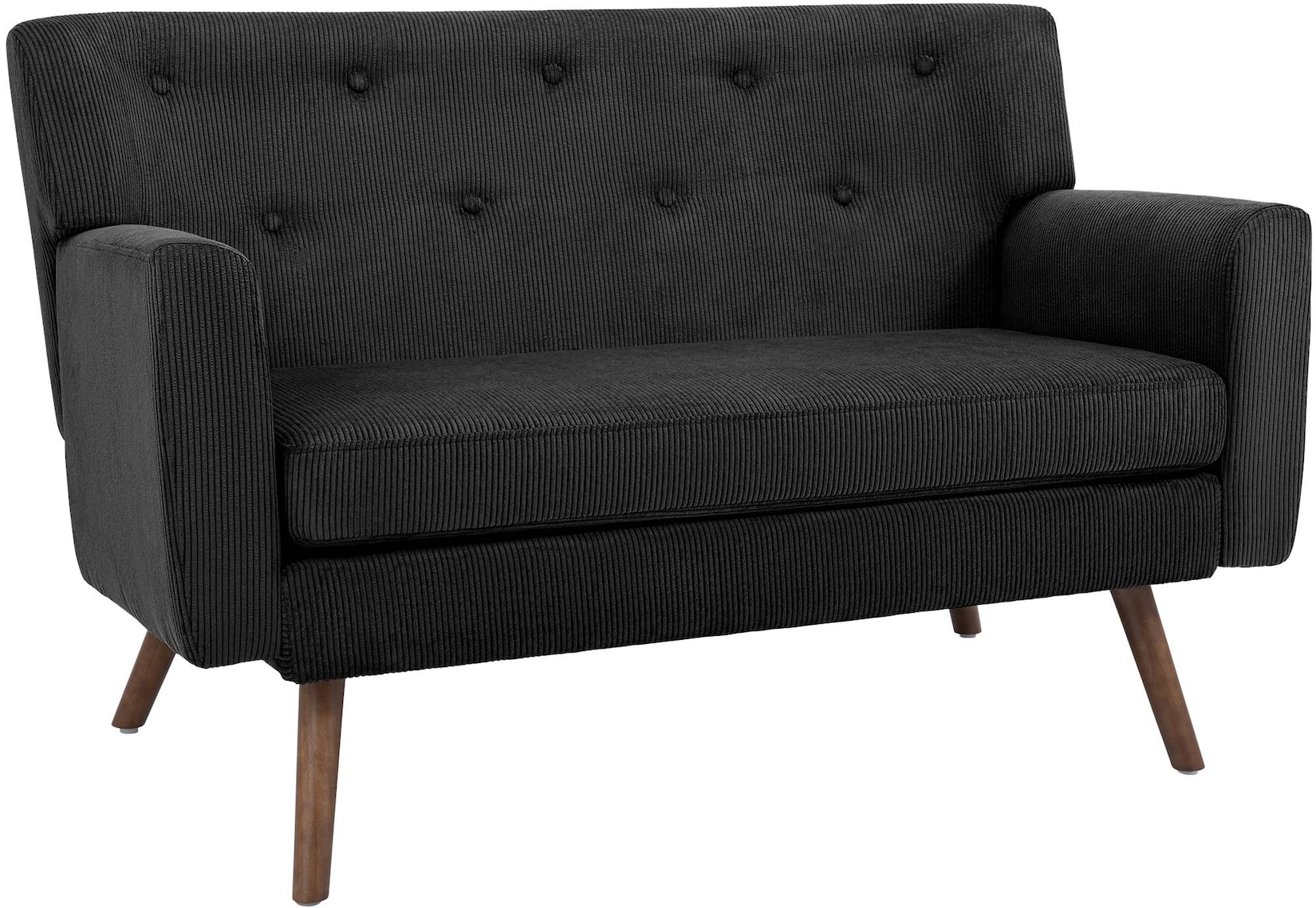 CLP Sofa 2-Sitzer mit Cordbezug Kioni, Couch bequem für Wohnzimmer, komfortabel gepolstert, bis 240 kg belastbar, Beine aus Kautschukholz