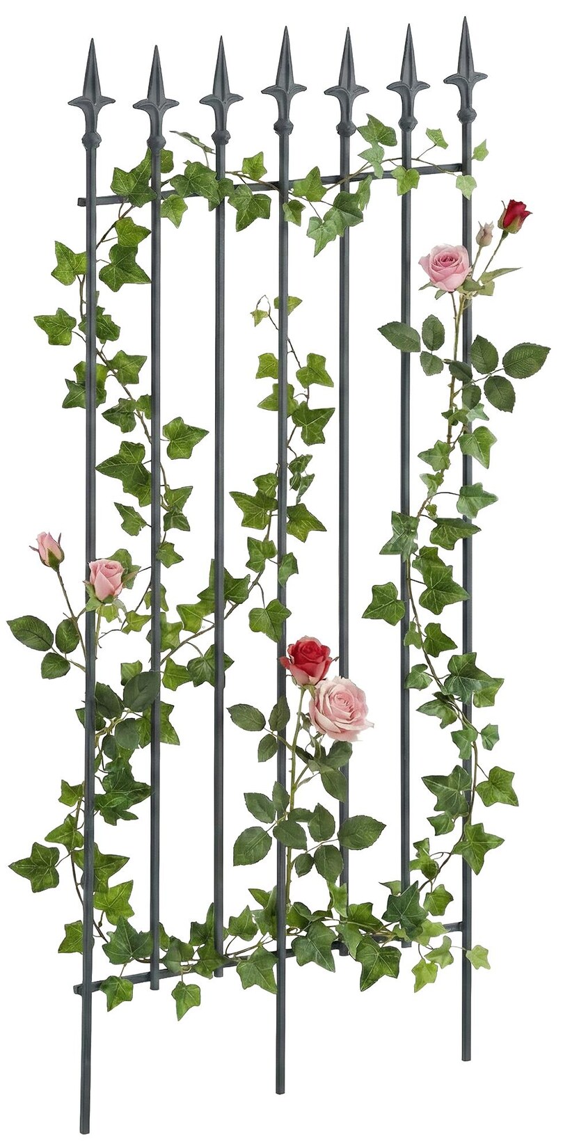 Rankgitter Metall 100x50 cm Elisa, Kletterhilfe stabil für Rosen und Efeu, Pflanzgitter im Jugendstil, Rankhilfe für Garten