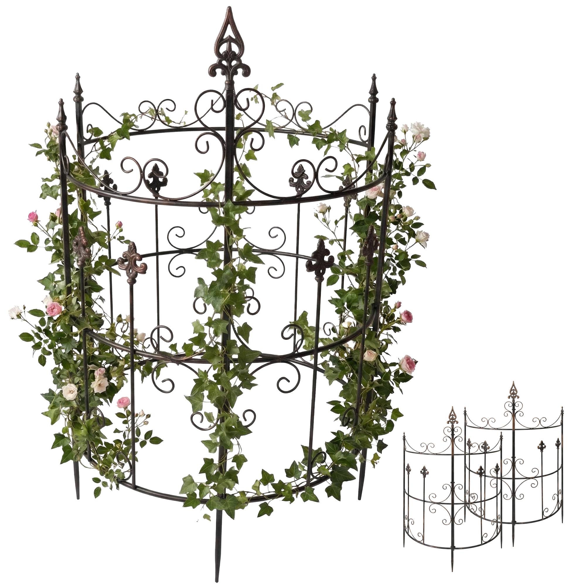 CLP Rankgitter Metall 2er Set Klivia, dekorative Rankhilfe mit Zierspitzen, leicht montierbar, ideal f&uuml;r Rosen und Clematis im Garten 