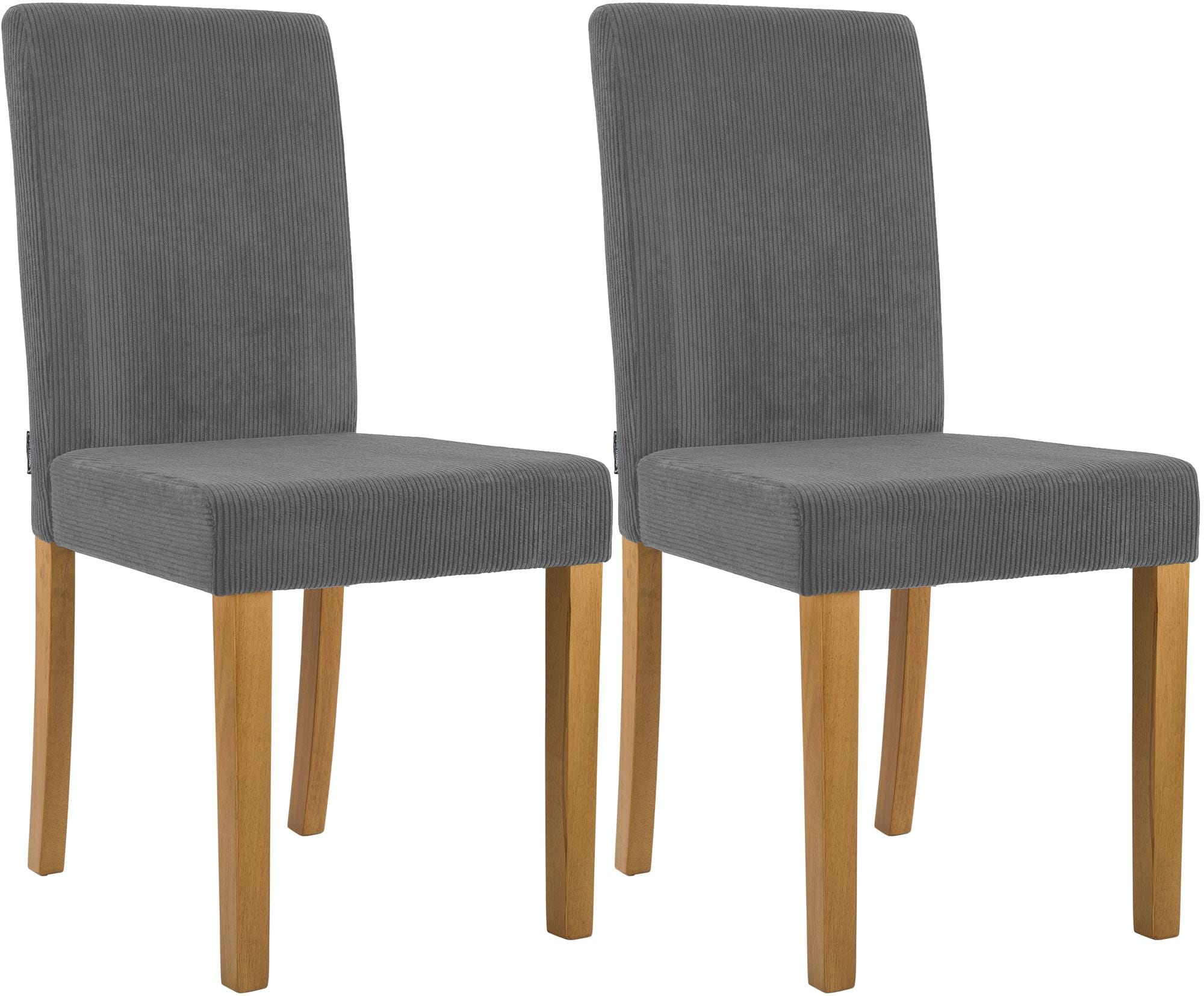 CLP Esszimmerstuhl 2er Set gepolstert mit Lehne Ina, K&uuml;chenstuhl mit Bezug aus Cord, stabiles Gestell aus Holz 