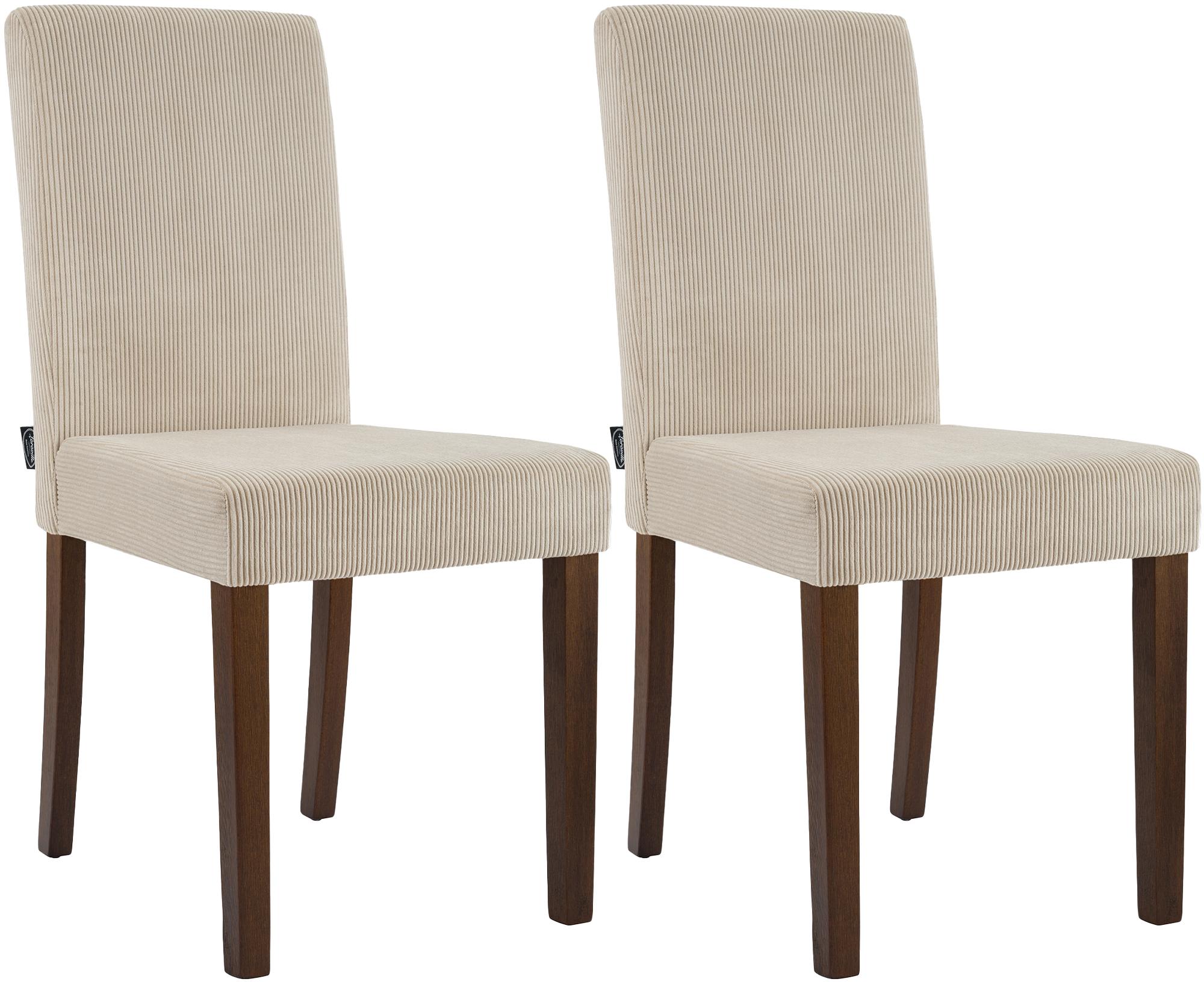 CLP Esszimmerstuhl 2er Set gepolstert mit Lehne Ina, K&uuml;chenstuhl mit Bezug aus Cord, stabiles Gestell aus Holz 