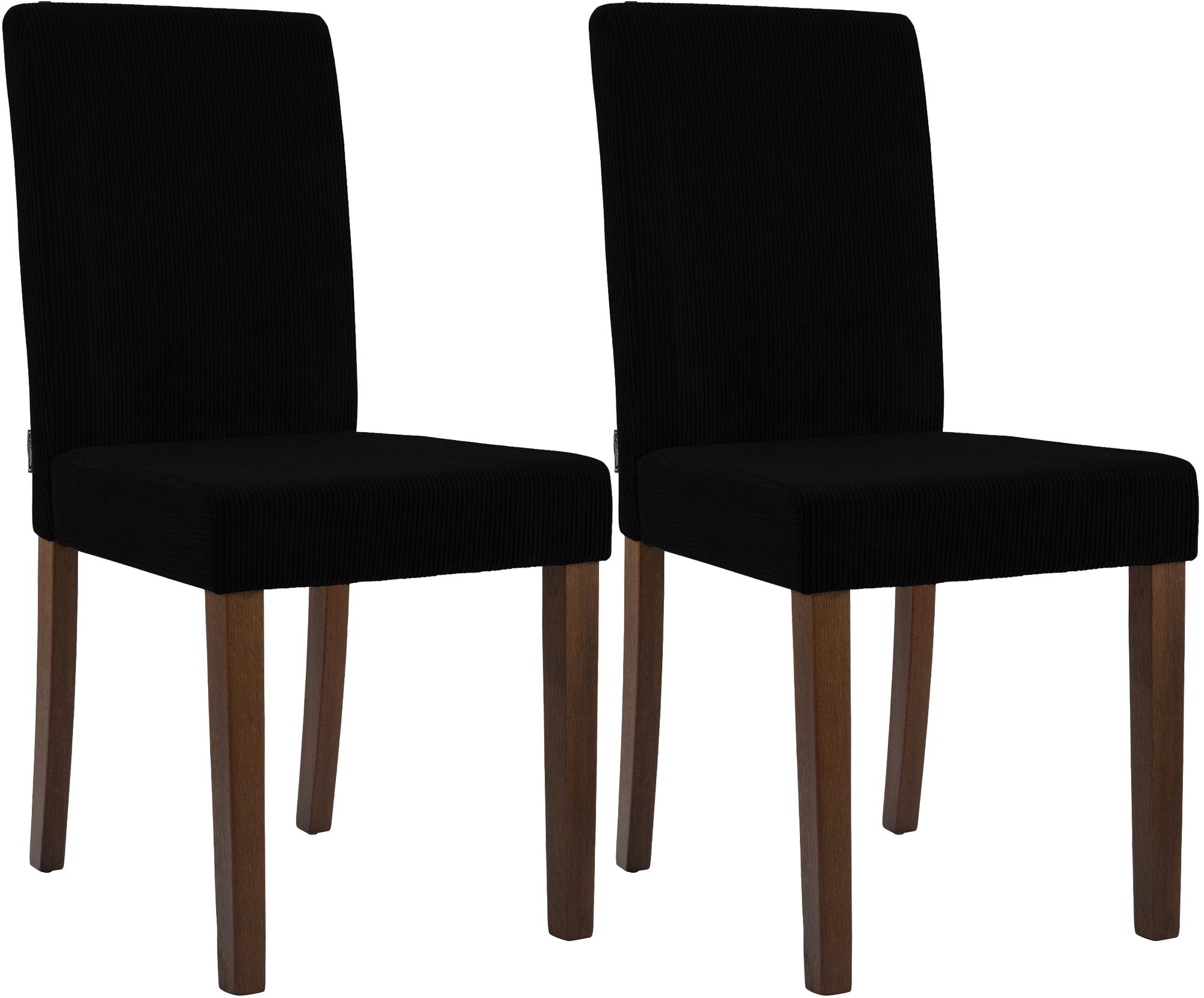 CLP Esszimmerstuhl 2er Set gepolstert mit Lehne Ina, K&uuml;chenstuhl mit Bezug aus Cord, stabiles Gestell aus Holz 