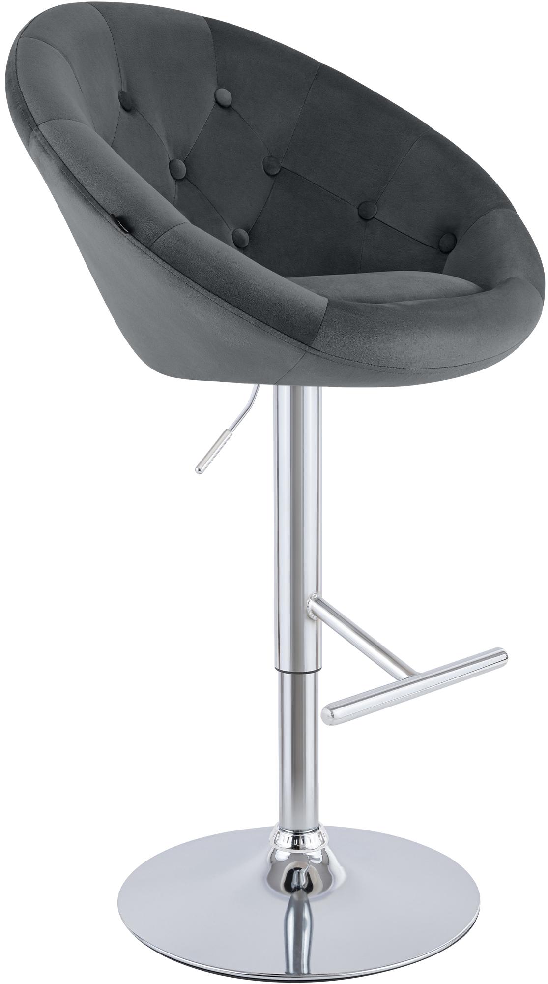 CLP Barhocker h&ouml;henverstellbar mit Lehne London, Barstuhl gepolstert Samtbezug, Tresenstuhl mit Metallgestell 360&deg; drehbar 