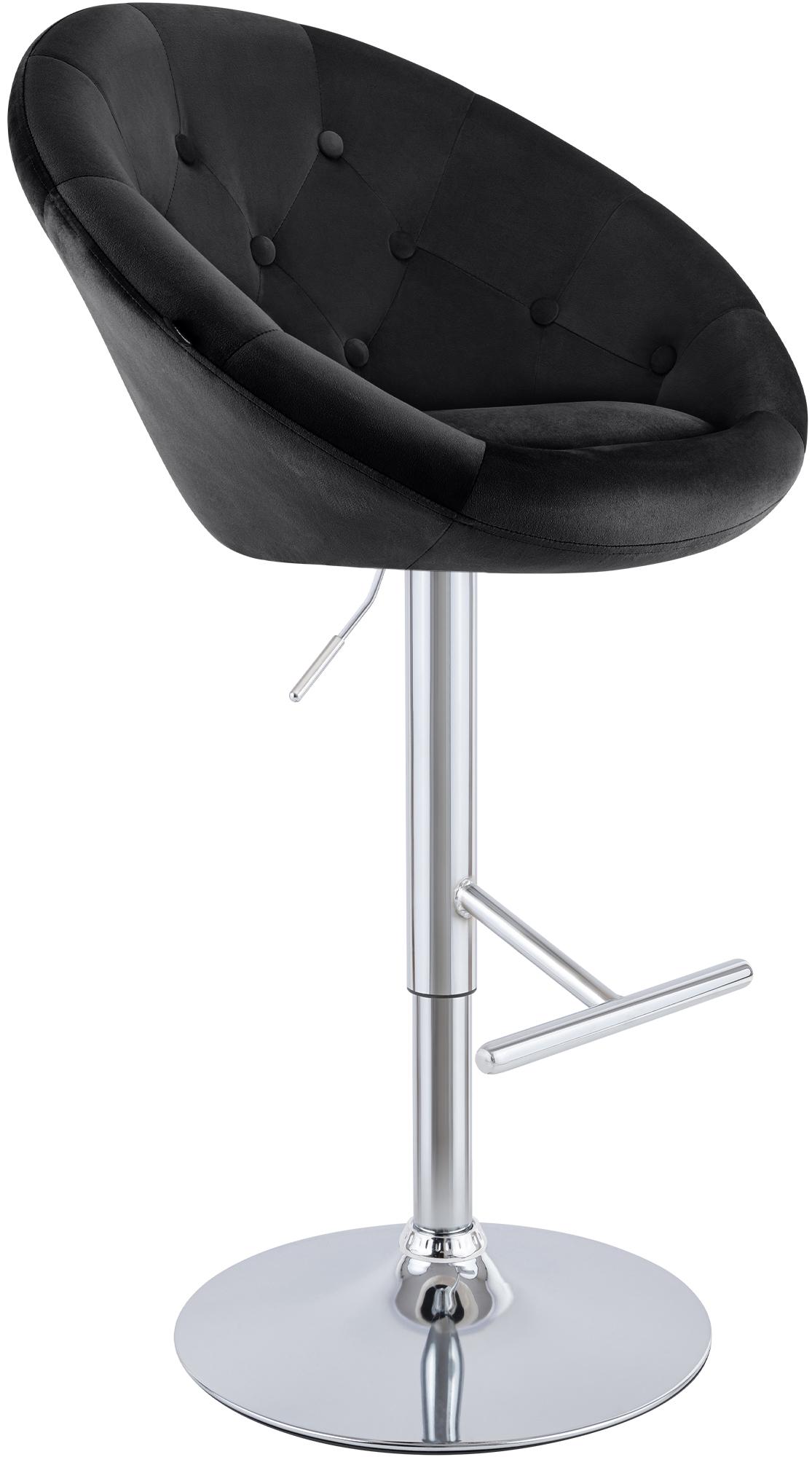 CLP Barhocker h&ouml;henverstellbar mit Lehne London, Barstuhl gepolstert Samtbezug, Tresenstuhl mit Metallgestell 360&deg; drehbar 