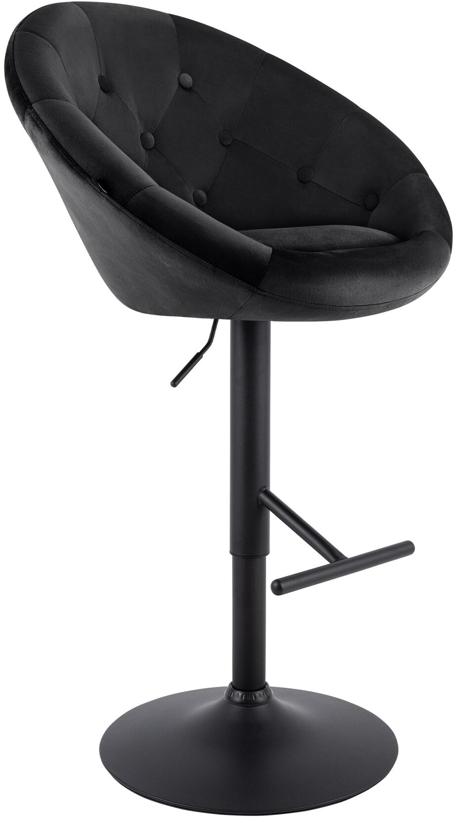 CLP Barhocker London Samt schwarz Farbe: schwarz, Gestell Farbe: schwarz