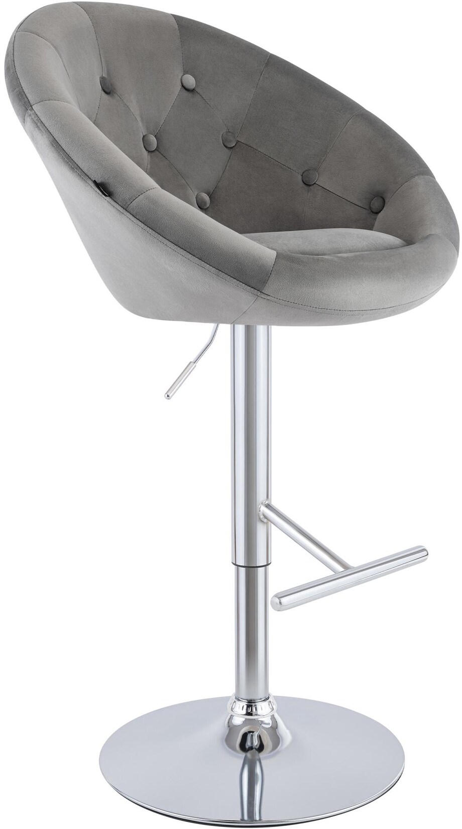 CLP Barhocker London Samt chrom Farbe: grau, Gestell Farbe: chrom