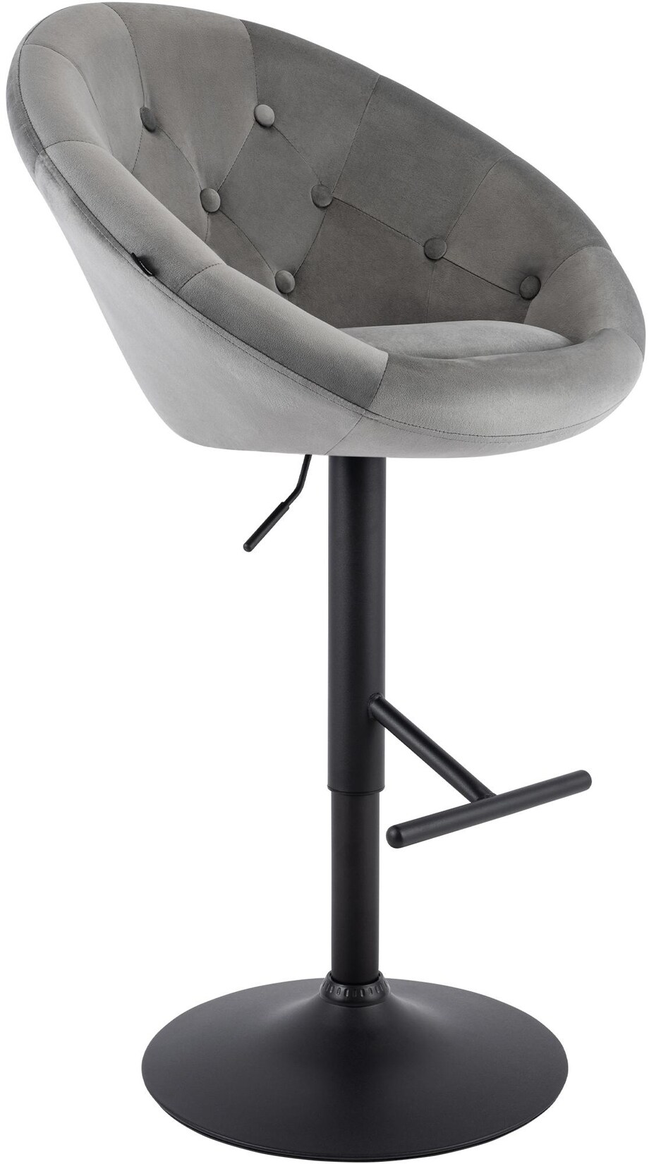 CLP Barhocker London Samt schwarz Farbe: grau, Gestell Farbe: schwarz