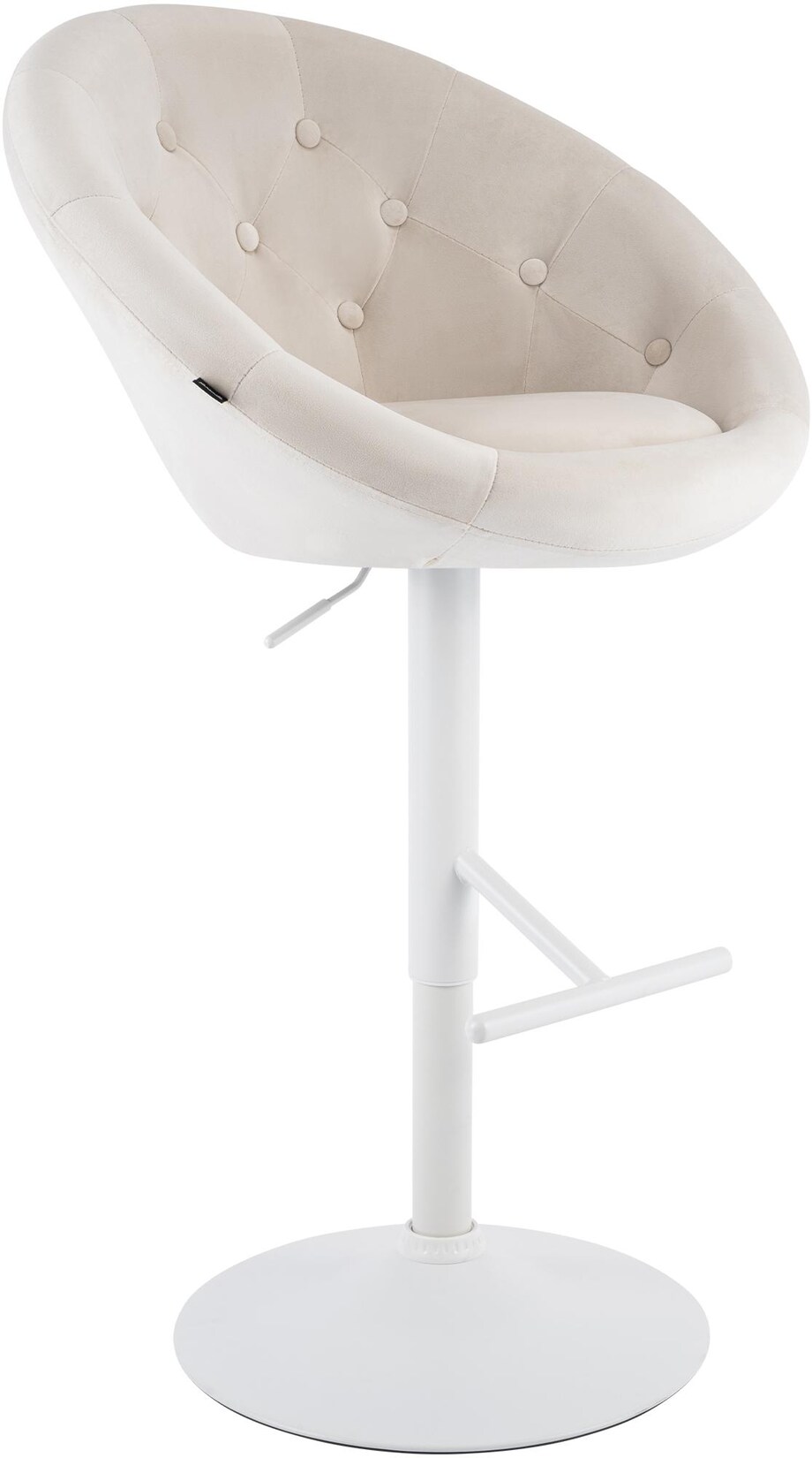 CLP Barhocker London Samt weiß Farbe: creme, Gestell Farbe: weiß