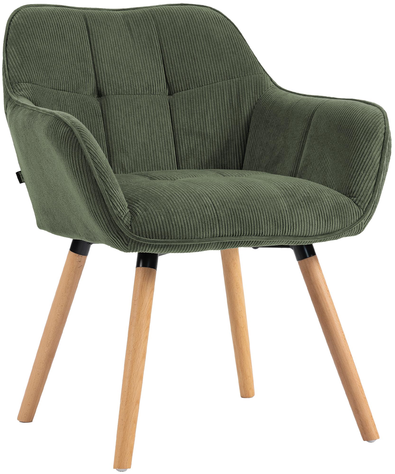 CLP Esszimmerstuhl gepolstert mit Lehne Vienna, K&uuml;chenstuhl mit Cordbezug, Sessel mit Holzgestell bis 150 kg belastbar 