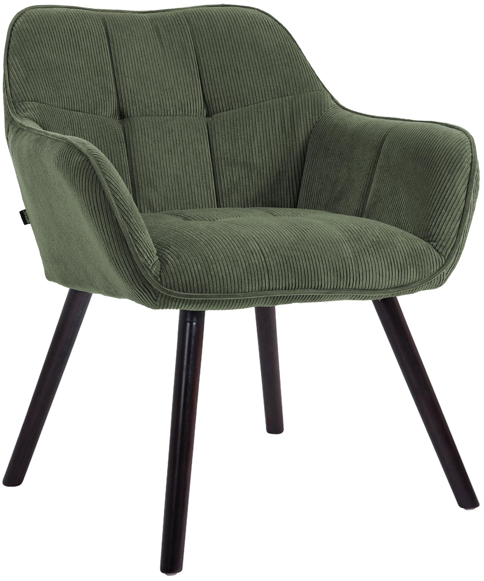 CLP Esszimmerstuhl gepolstert mit Lehne Vienna, K&uuml;chenstuhl mit Cordbezug, Sessel mit Holzgestell bis 150 kg belastbar 