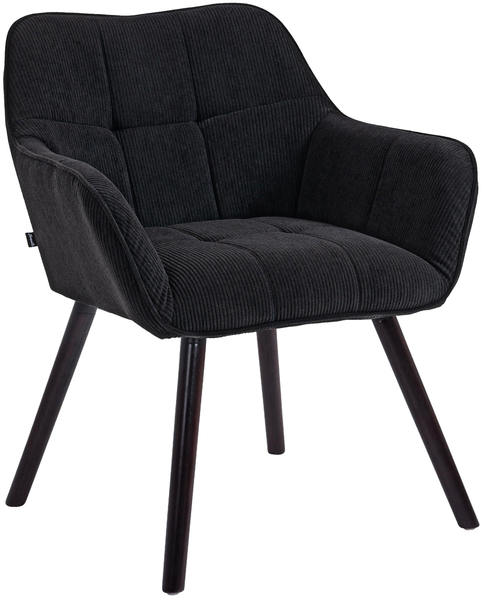 CLP Esszimmerstuhl gepolstert mit Lehne Vienna, K&uuml;chenstuhl mit Cordbezug, Sessel mit Holzgestell bis 150 kg belastbar 