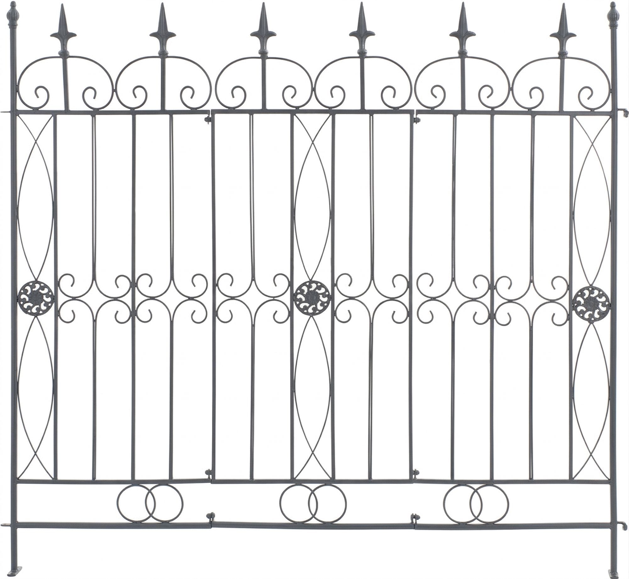 CLP Gartenzaun Mangold Eisen, modularer Steckzaun ohne Betonieren, Rankzaun im Landhausstil f&uuml;r Garten und Terrasse 