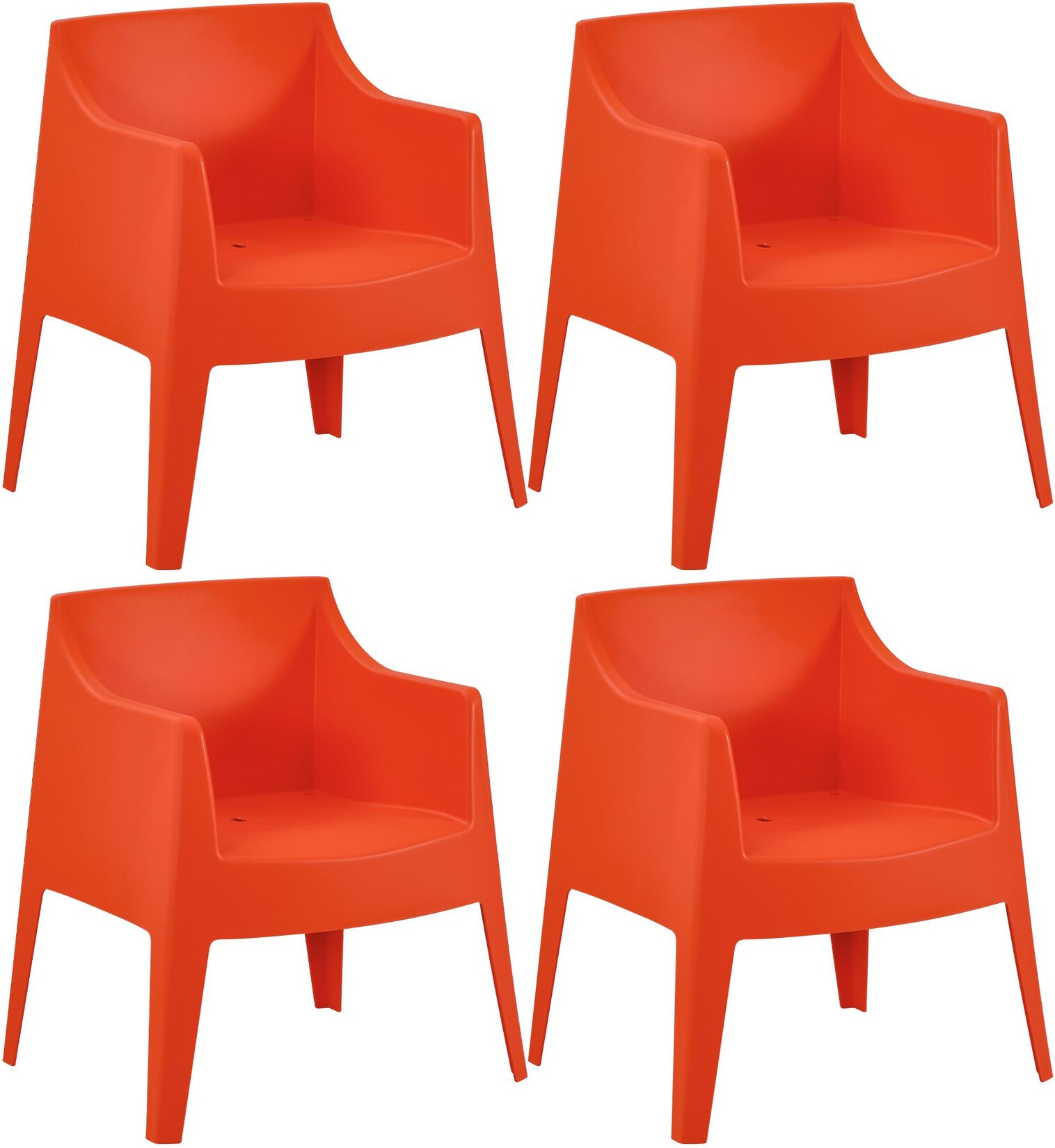 Gartenstuhl 4er Set stapelbar Bartal, Stapelstühle aus Kunststoff wetterfest UV-beständig, Gartensessel bis  belastbar
