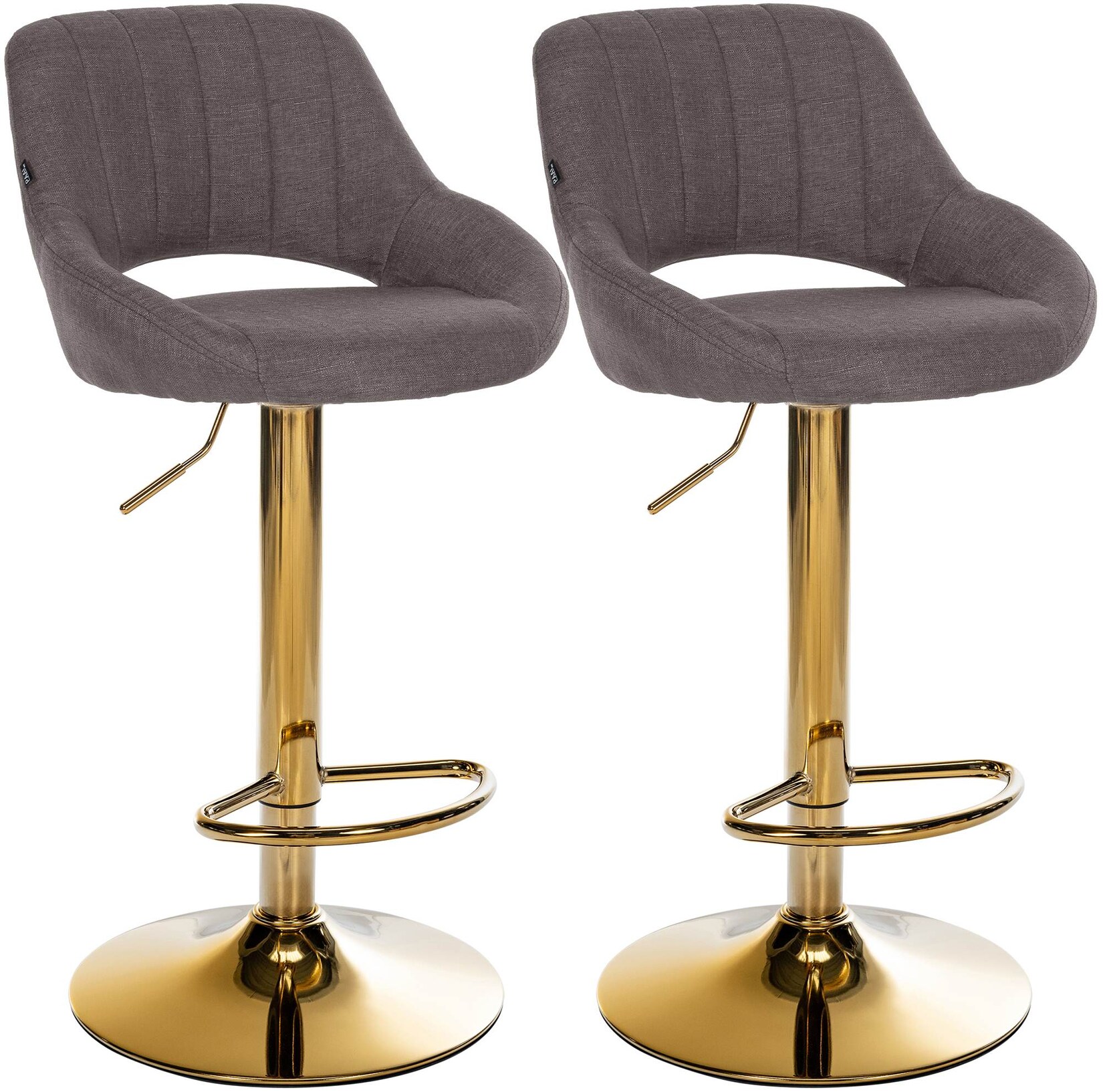 CLP 2er Set Barhocker Milet Stoff G - Farbe: dunkelgrau, Gestellmaterial: Metall gold