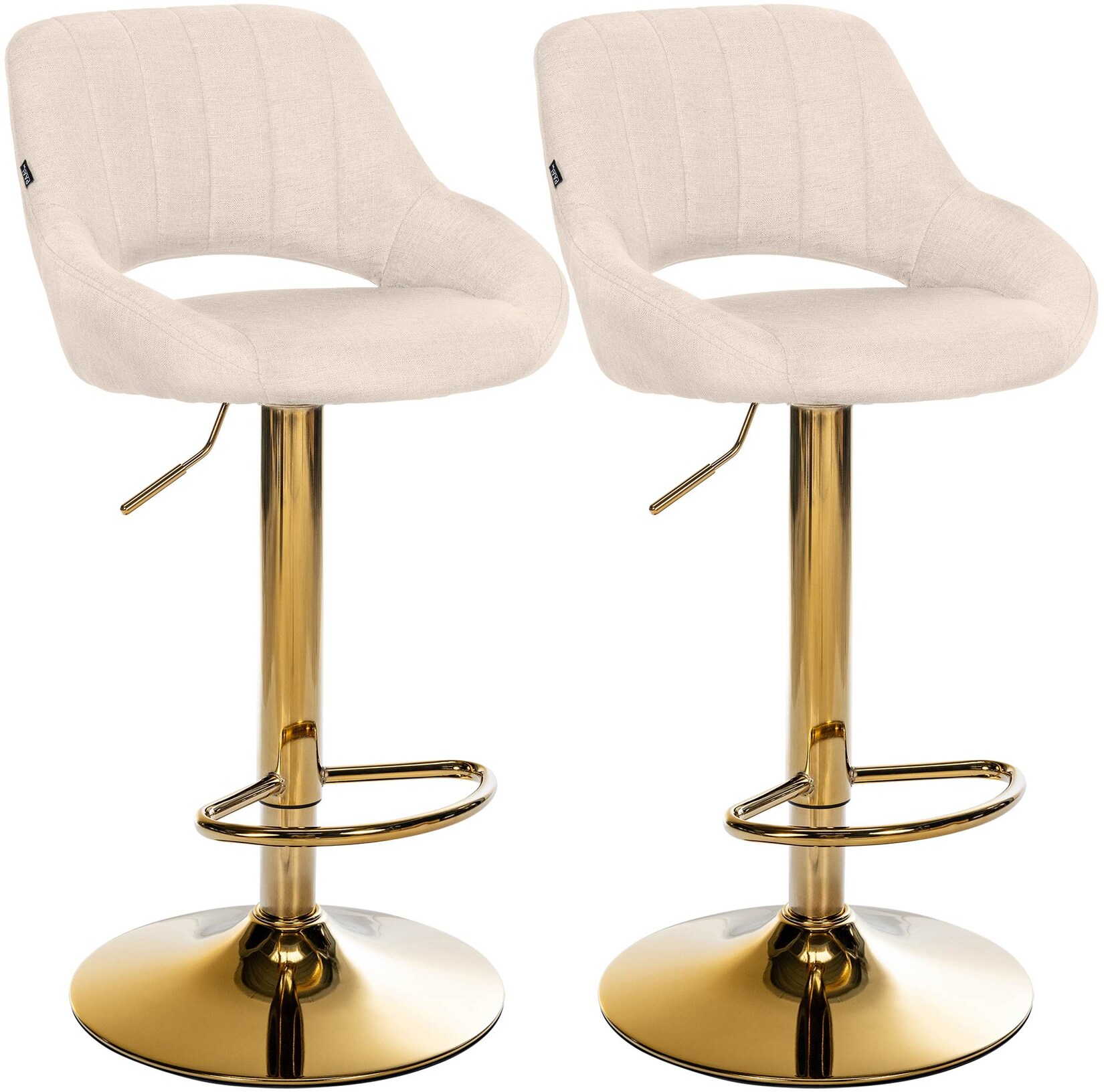 CLP 2er Set Barhocker Milet Stoff G - Farbe: creme, Gestellmaterial: Metall gold