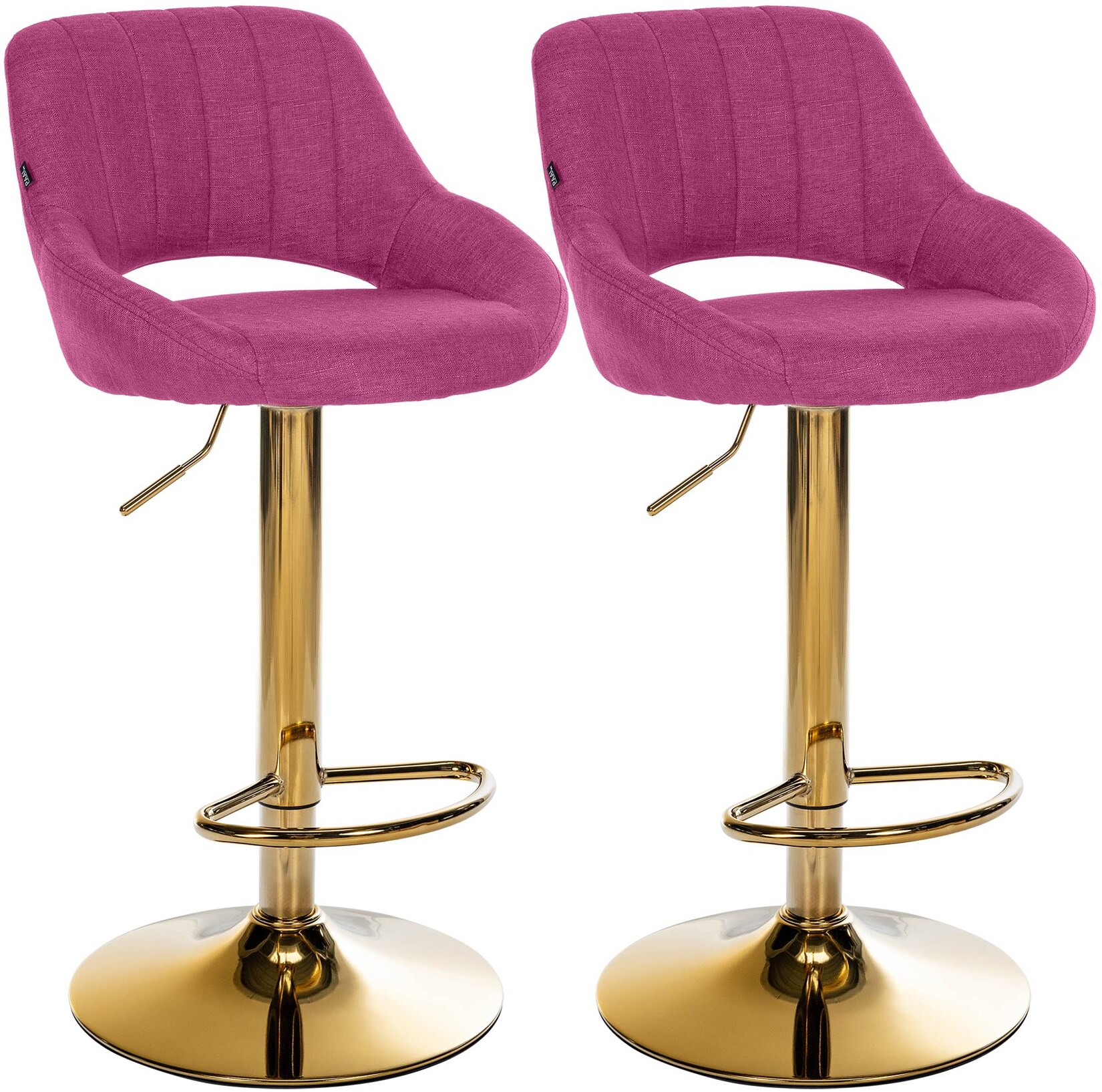 CLP 2er Set Barhocker Milet Stoff G - Farbe: lila, Gestellmaterial: Metall gold