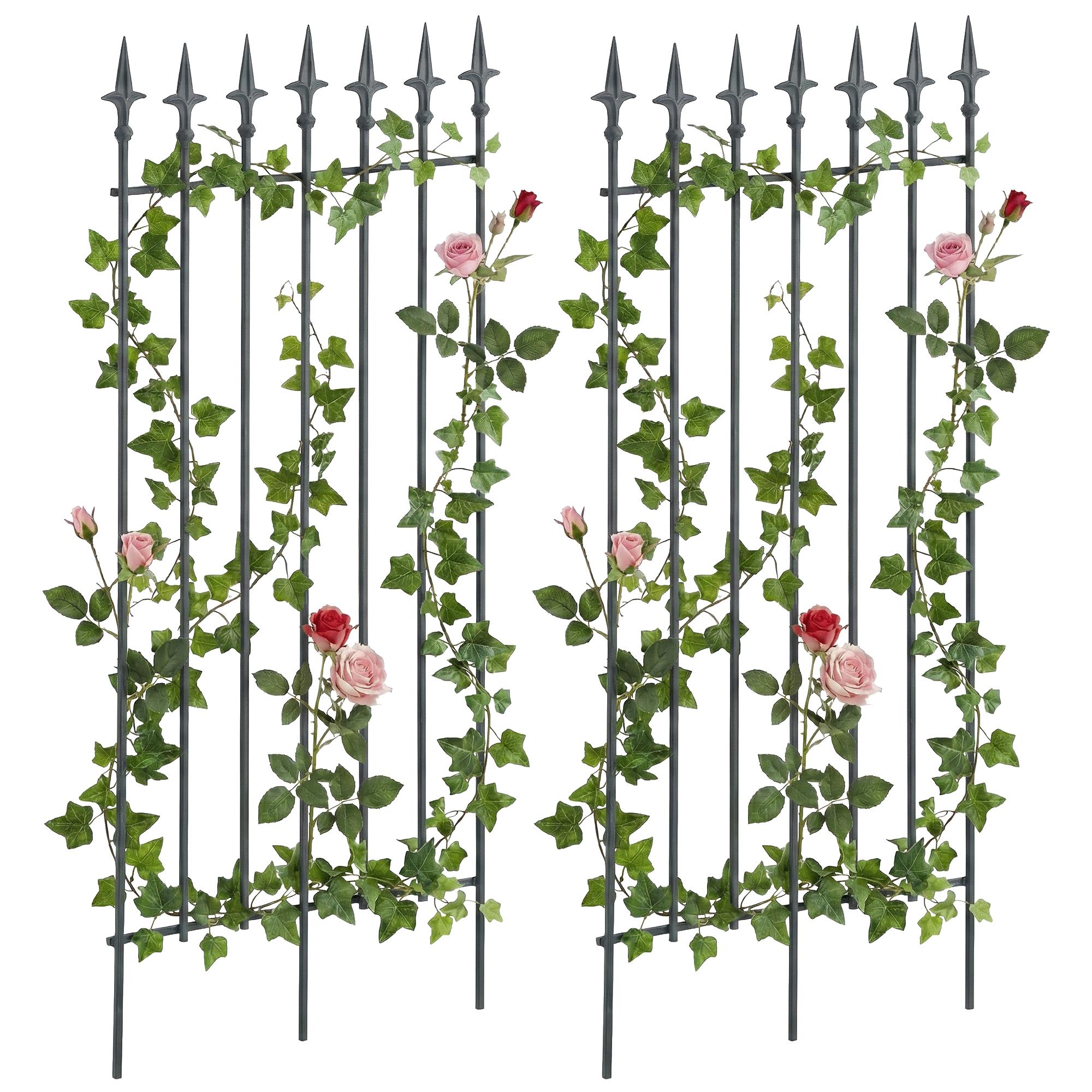 CLP Rankgitter 2er Set Metall 100x50 cm Elisa, Kletterhilfen stabil f&uuml;r Rosen und Efeu, Pflanzgitter im Jugendstil, Rankhilfen f&uuml;r Garten 