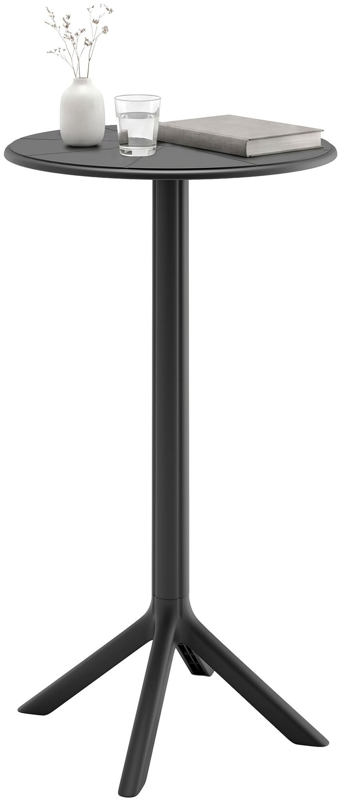 CLP Stehtisch wetterfest stabil Tomas, Gartentisch rund Ø 60 cm Höhe 107 cm, Outdoortisch Polypropylen UV-beständig winterfest