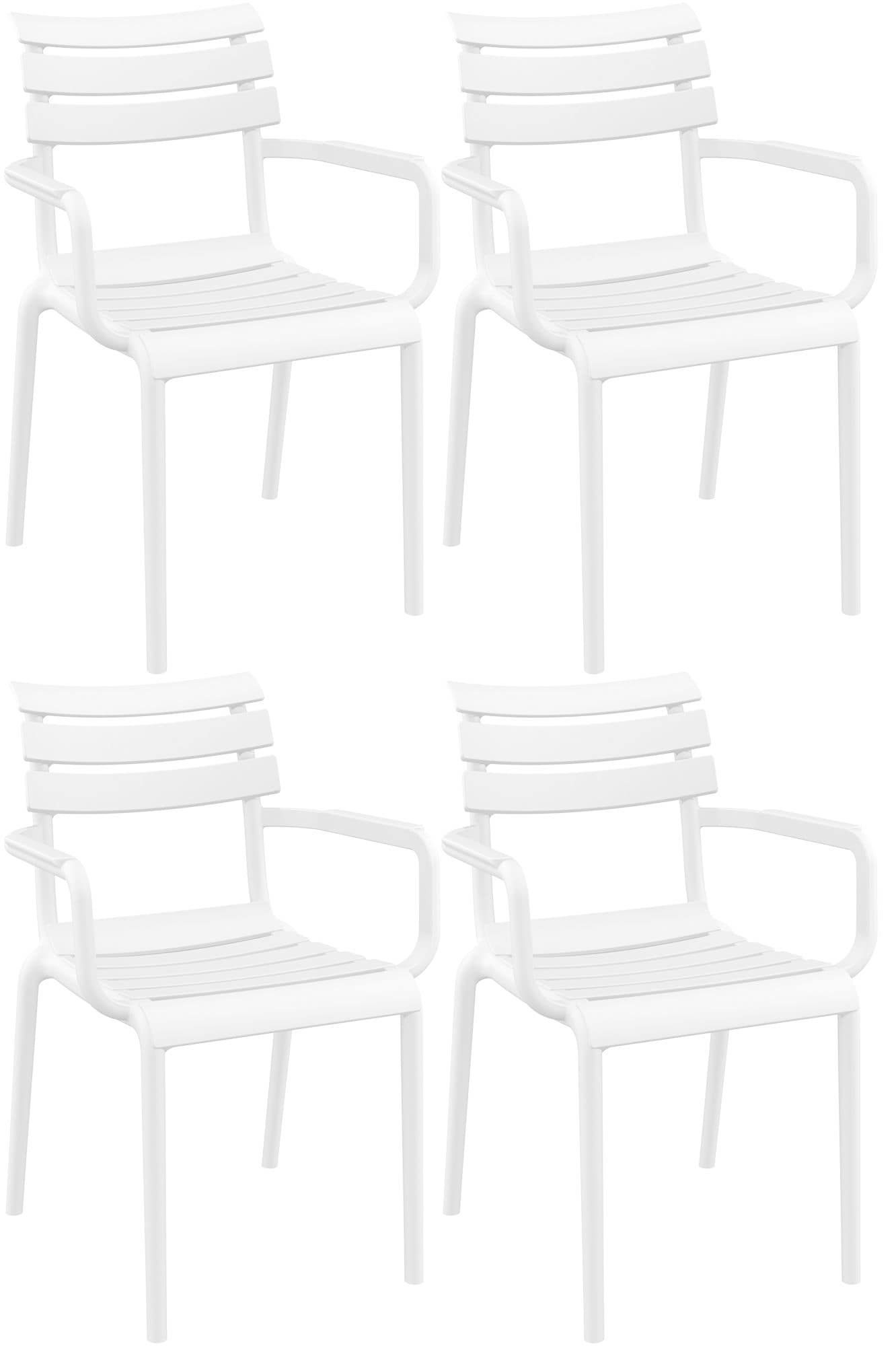 CLP 4er Set Gartenst&uuml;hle mit Armlehnen Paris , wetterfeste Kunststoffst&uuml;hle stapelbar, Outdoorstuhl UV-best&auml;ndig bis 160 kg belastbar 
