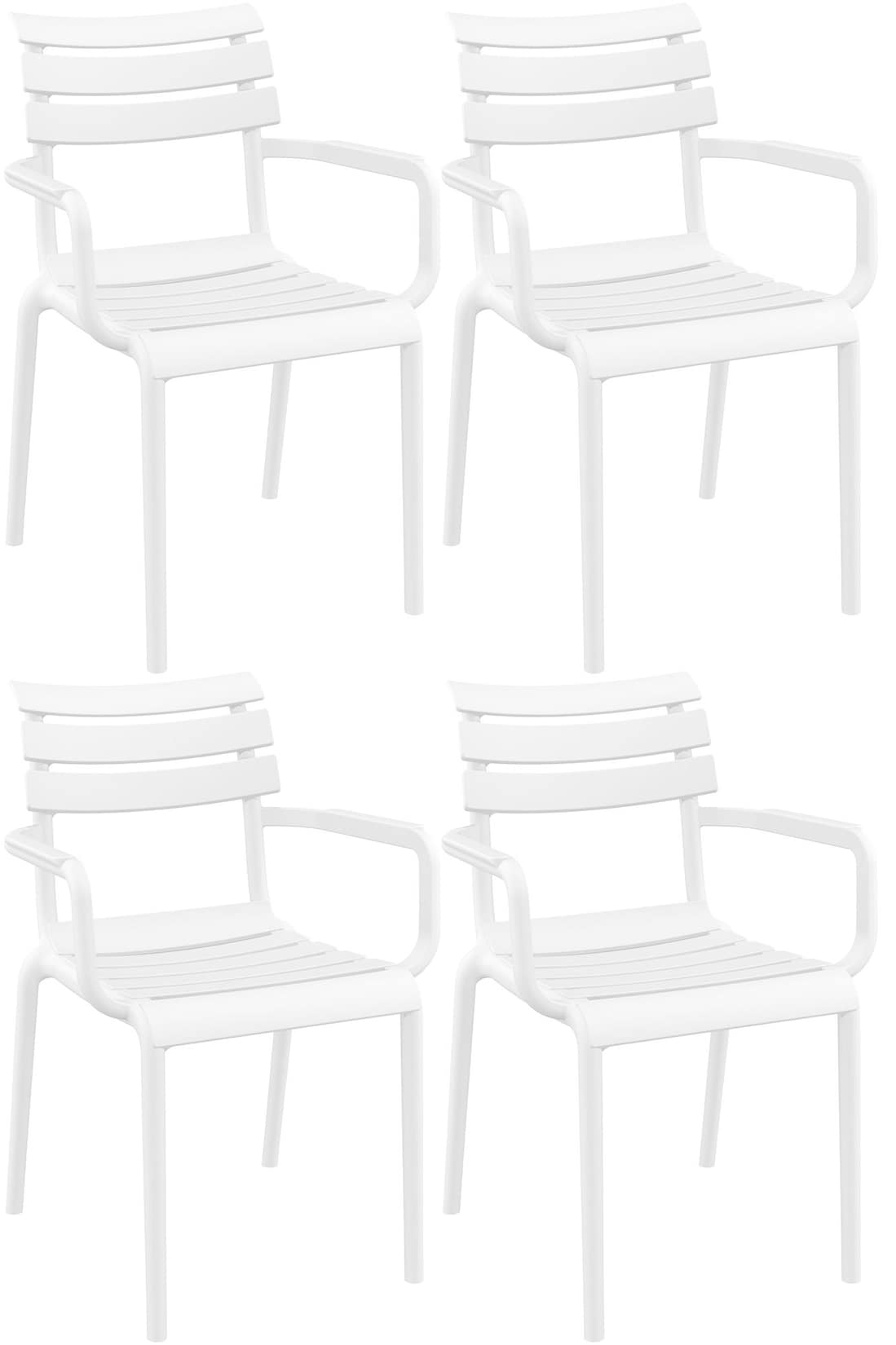 CLP 4er Set Gartenstühle mit Armlehnen Paris , wetterfeste Kunststoffstühle stapelbar, Outdoorstuhl UV-beständig bis 160 kg belastbar