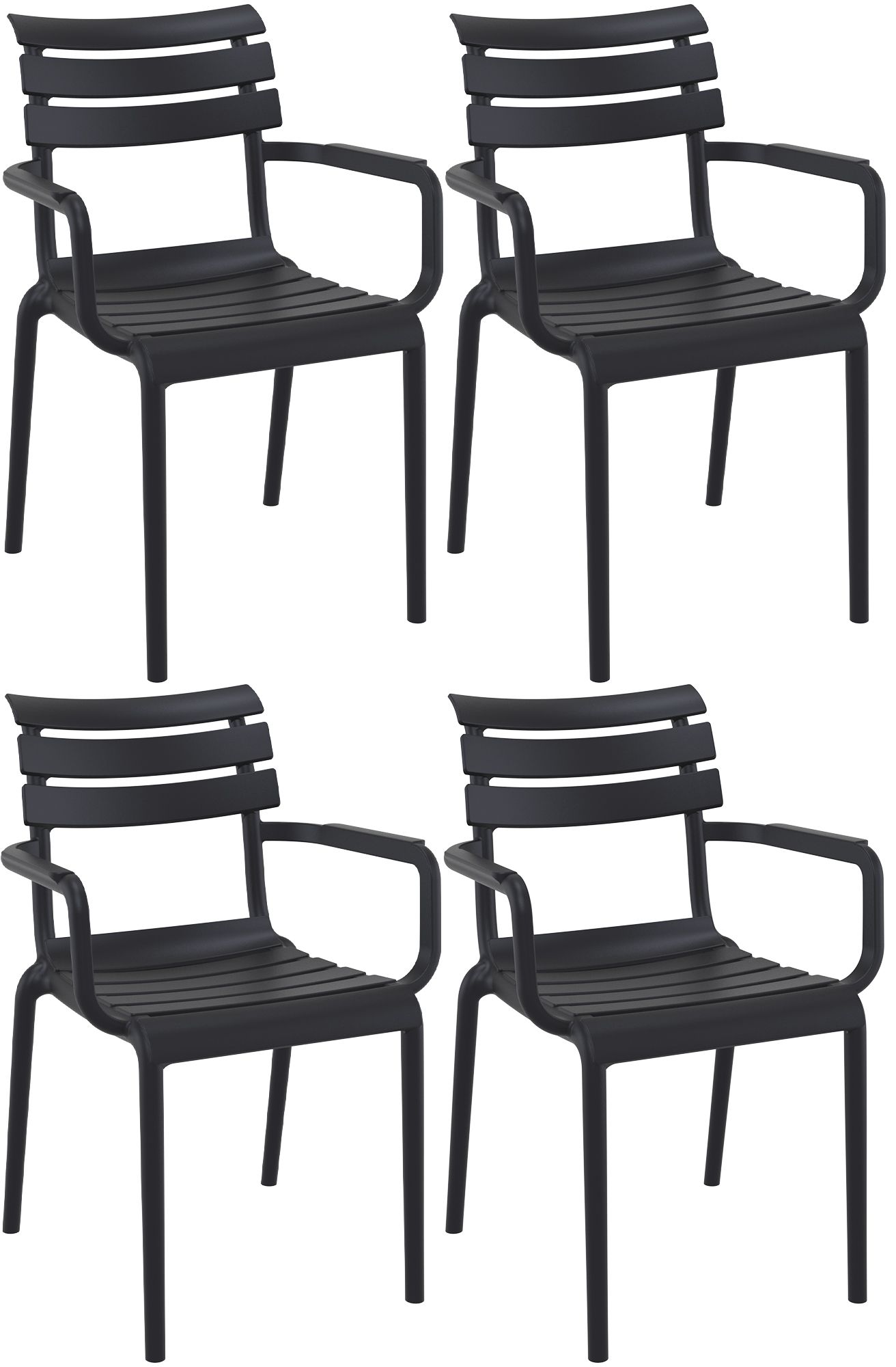 CLP 4er Set Gartenst&uuml;hle mit Armlehnen Paris , wetterfeste Kunststoffst&uuml;hle stapelbar, Outdoorstuhl UV-best&auml;ndig bis 160 kg belastbar 