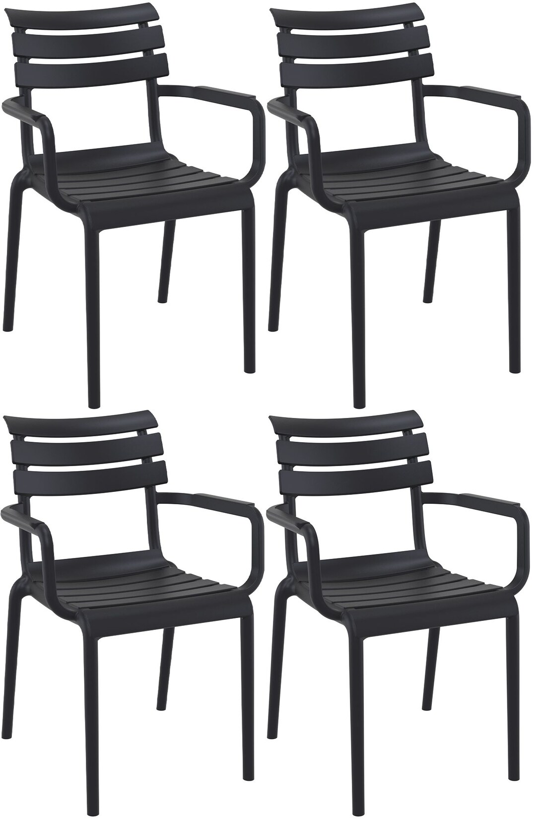 CLP 4er Set Gartenstühle mit Armlehnen Paris , wetterfeste Kunststoffstühle stapelbar, Outdoorstuhl UV-beständig bis 160 kg belastbar