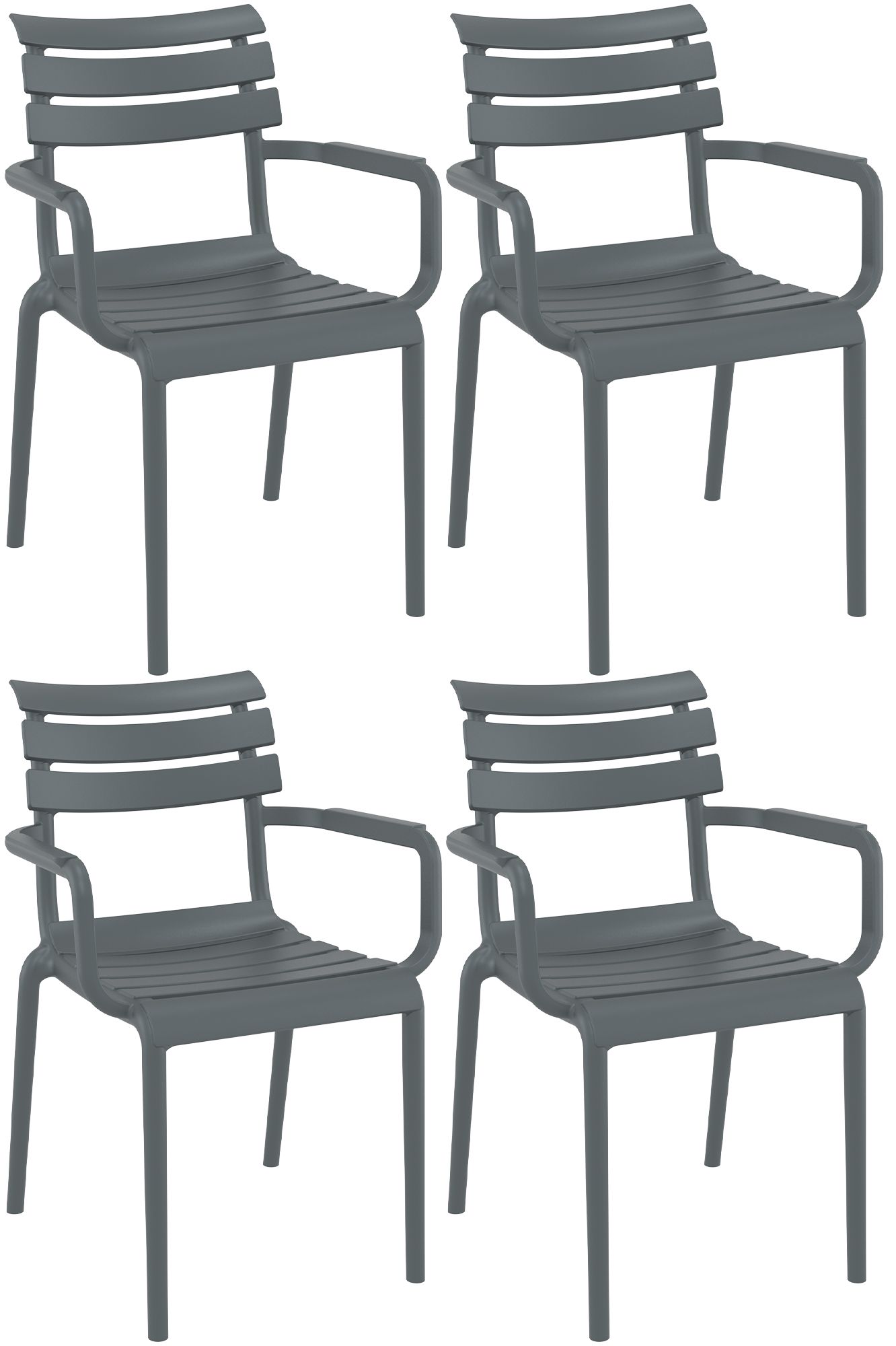 CLP 4er Set Gartenst&uuml;hle mit Armlehnen Paris , wetterfeste Kunststoffst&uuml;hle stapelbar, Outdoorstuhl UV-best&auml;ndig bis 160 kg belastbar 