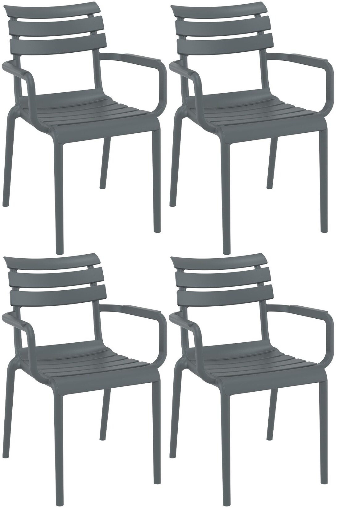 CLP 4er Set Gartenstühle mit Armlehnen Paris , wetterfeste Kunststoffstühle stapelbar, Outdoorstuhl UV-beständig bis 160 kg belastbar