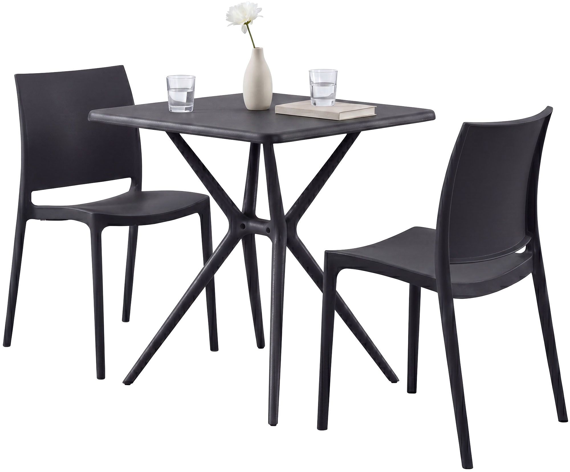 CLP Gartenm&ouml;bel Set stapelbar Amino mit 2 St&uuml;hlen und Tisch, Balkonm&ouml;bel wetterfest aus Kunststoff f&uuml;r Garten, Balkon und Terrasse 
