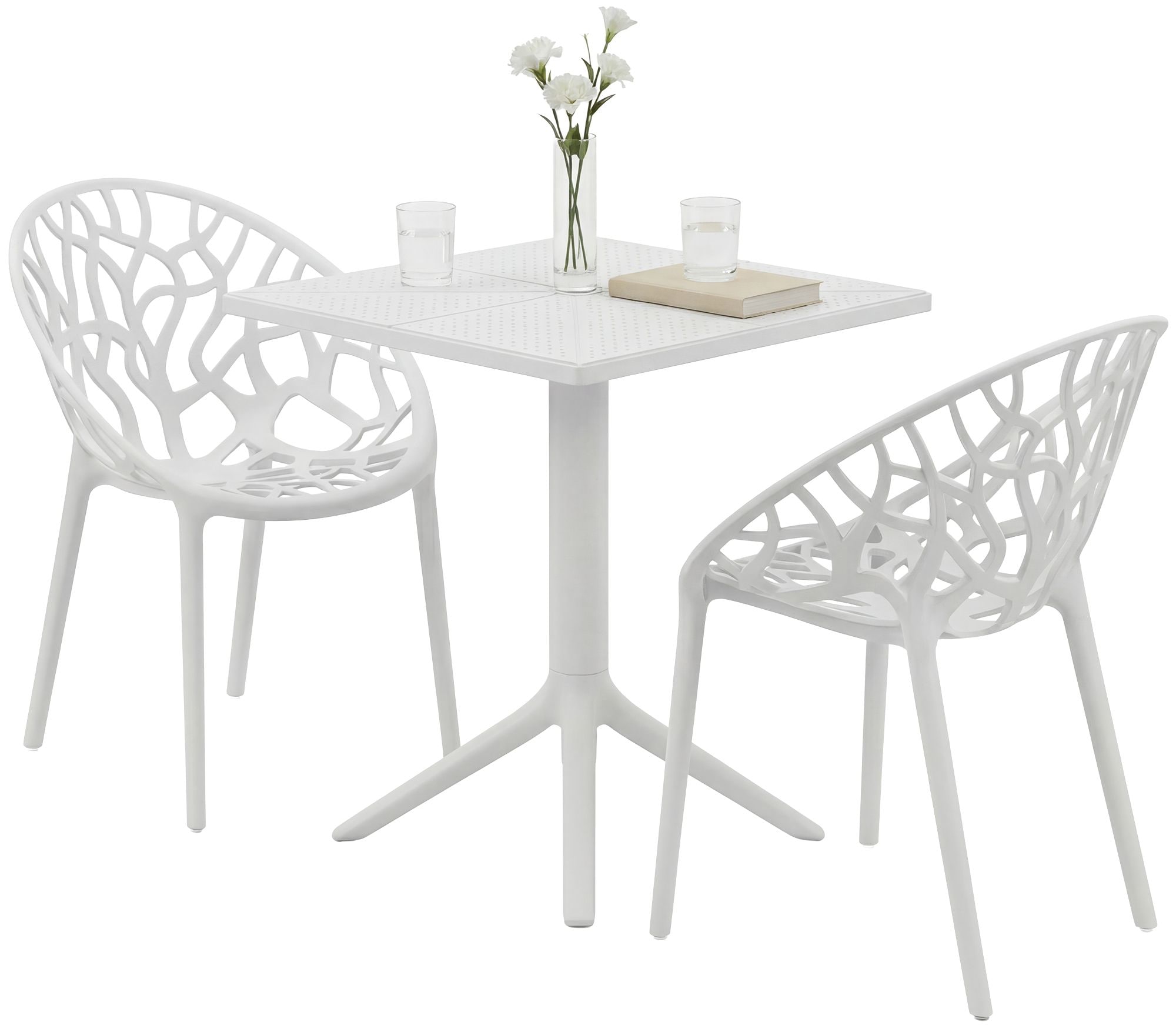 CLP Gartenm&ouml;bel-Set wetterfest Neriva, mit 2 St&uuml;hlen und quadratischem Tisch, 3-teilige Sitzgruppe f&uuml;r Garten, Terrasse und Balkon 
