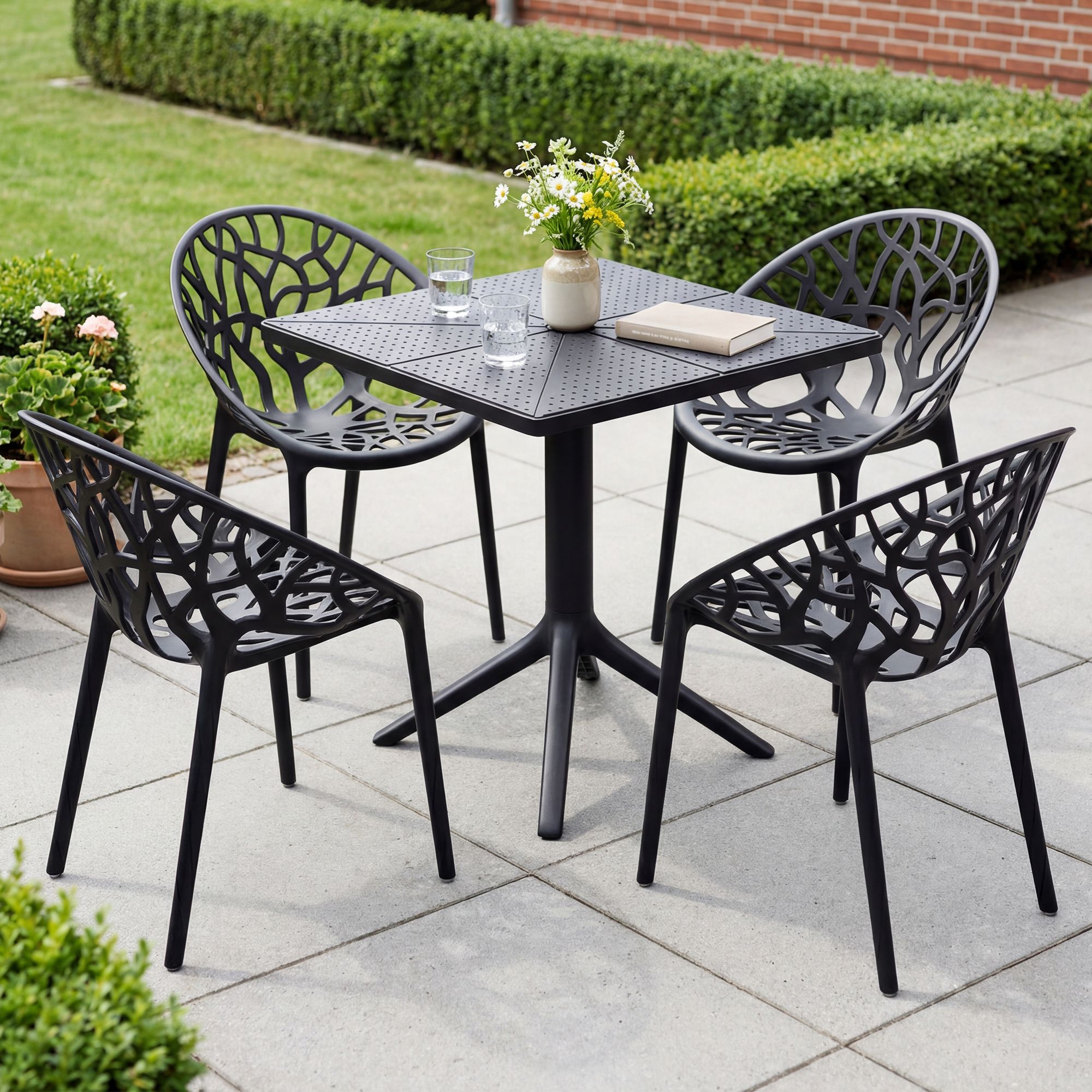 CLP Gartenmöbel-Set wetterfest Neriva, mit 4 Stühlen und quadratischem Tisch, 5-teilige Sitzgruppe für Garten, Terrasse und Balkon bei Marktkauf online bestellen