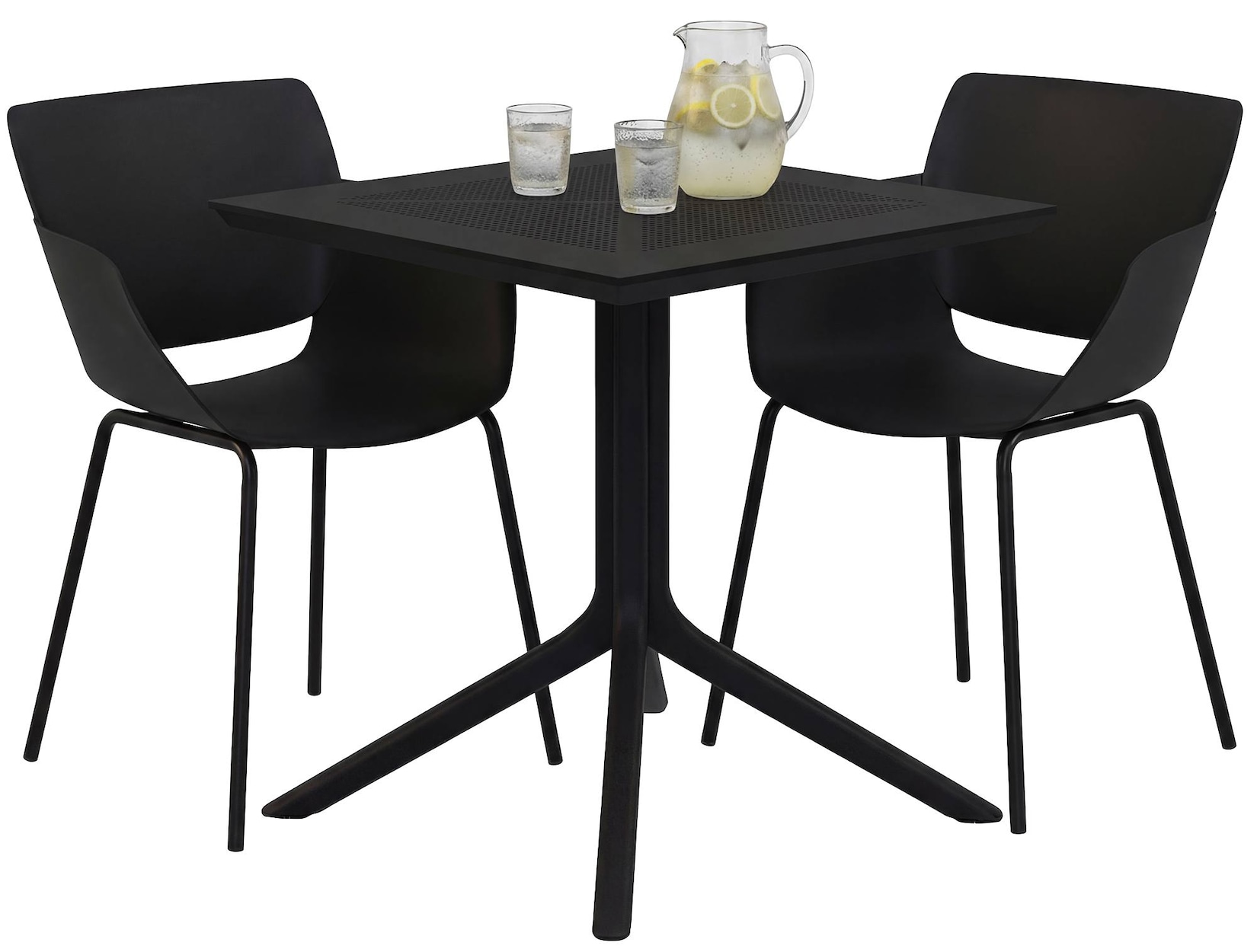 CLP Gartenmöbel-Set wetterfest Lirra, mit 2 Stühlen und quadratischem Tisch, 3-teilige Sitzgruppe für Garten, Terrasse und Balkon