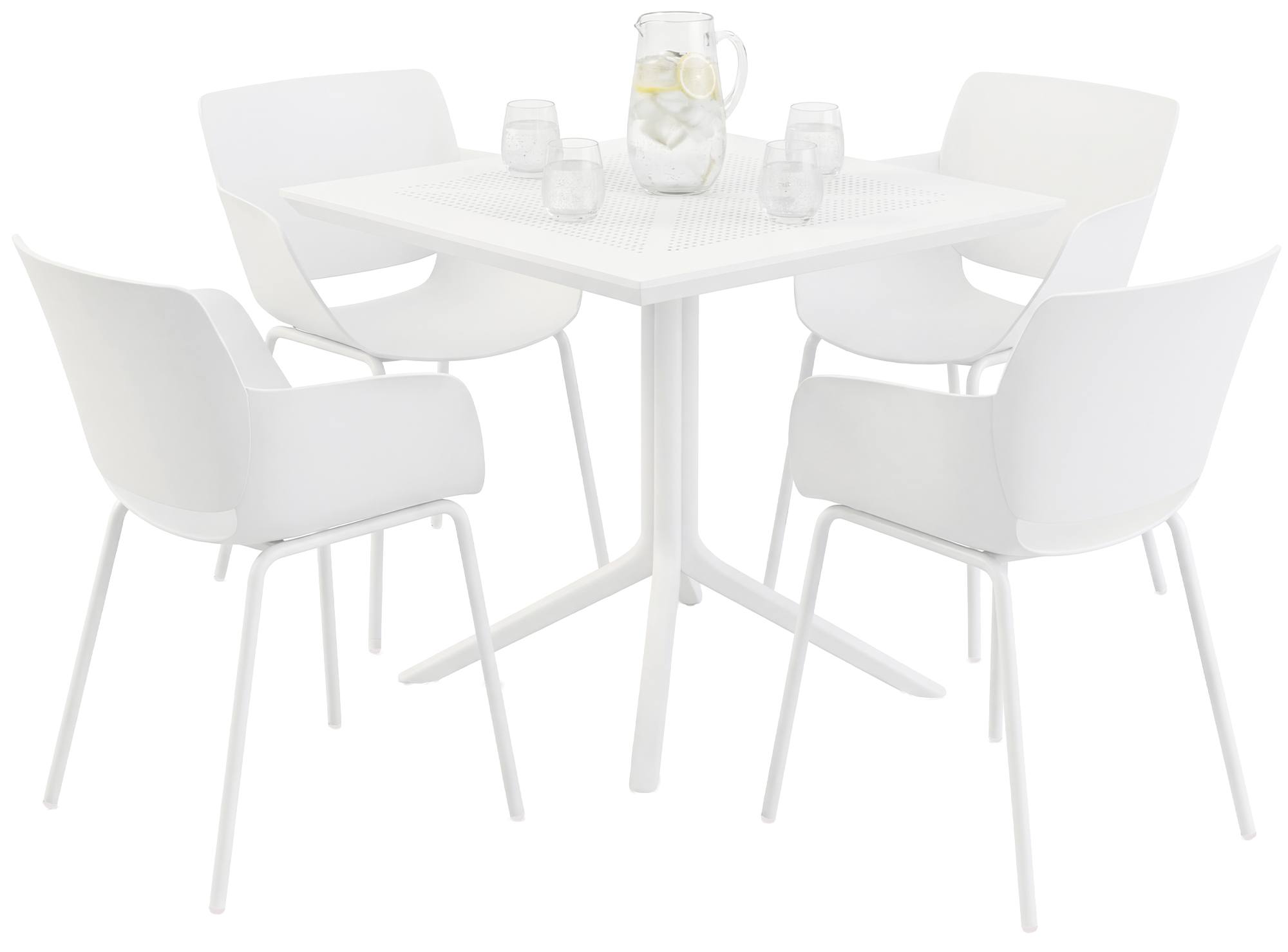 CLP Gartenm&ouml;bel-Set wetterfest Lirra, mit 4 St&uuml;hlen, quadratischem Tisch, 5-teilige Sitzgruppe f&uuml;r Garten, Terrasse und Balkon 