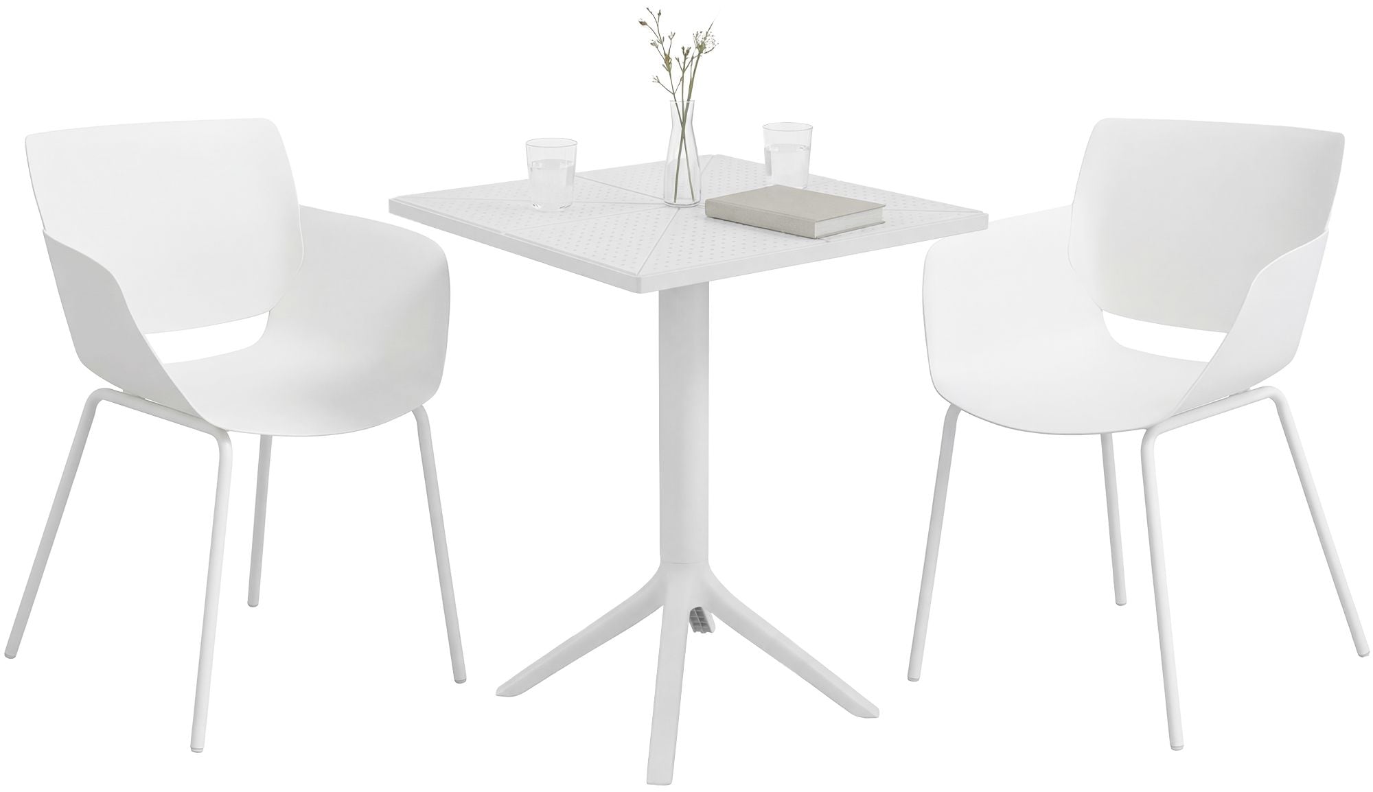 CLP Gartenm&ouml;bel-Set wetterfest Norva, mit 2 St&uuml;hlen im Lounge-Design und quadratischem Tisch, 3-tlg. Sitzgruppe f&uuml;r Garten, Terrasse & Balkon 