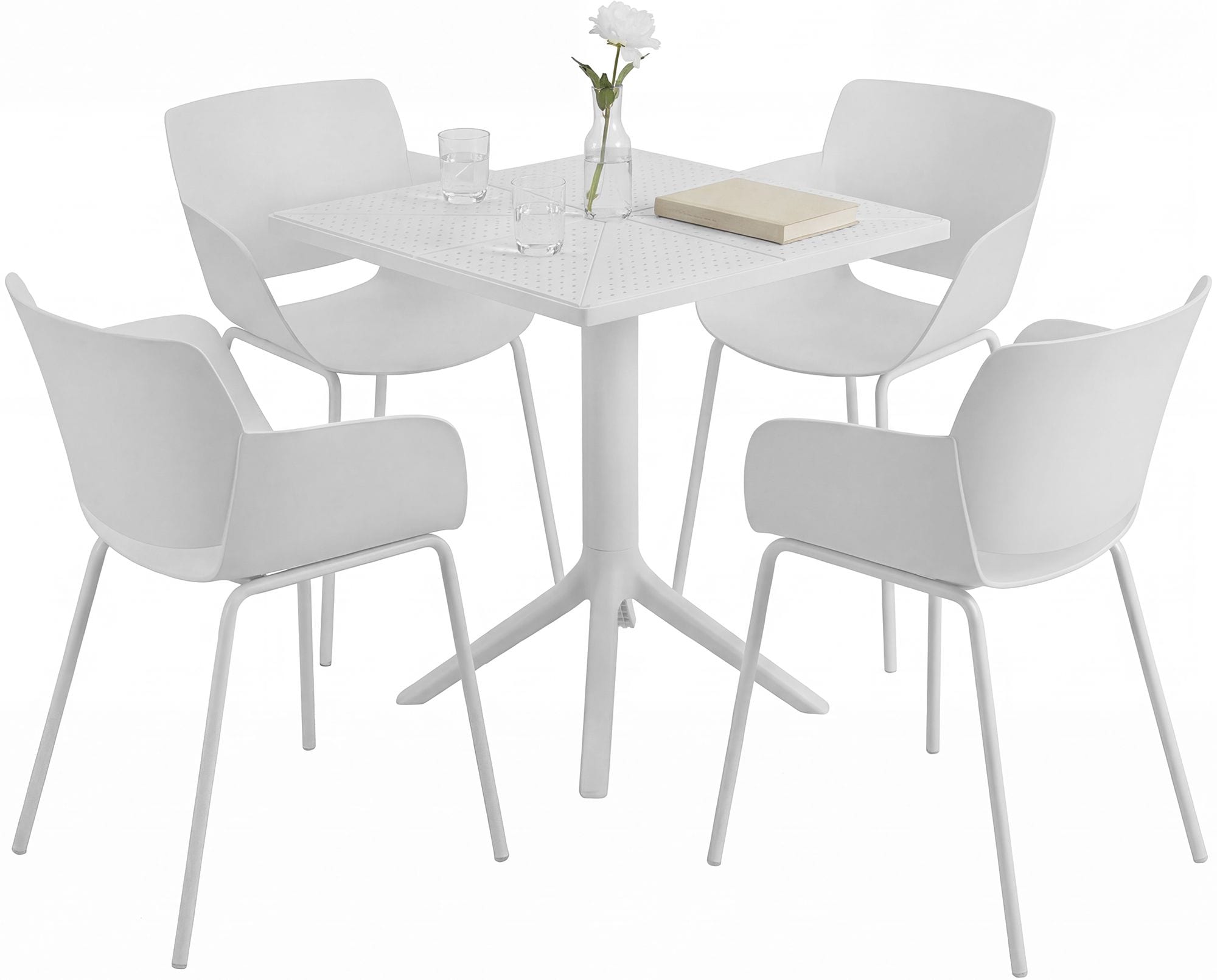 CLP Gartenm&ouml;bel-Set wetterfest Norva, mit 4 St&uuml;hlen im Lounge-Design und quadratischem Tisch, 5-tlg. Sitzgruppe f&uuml;r Garten, Terrasse & Balkon 