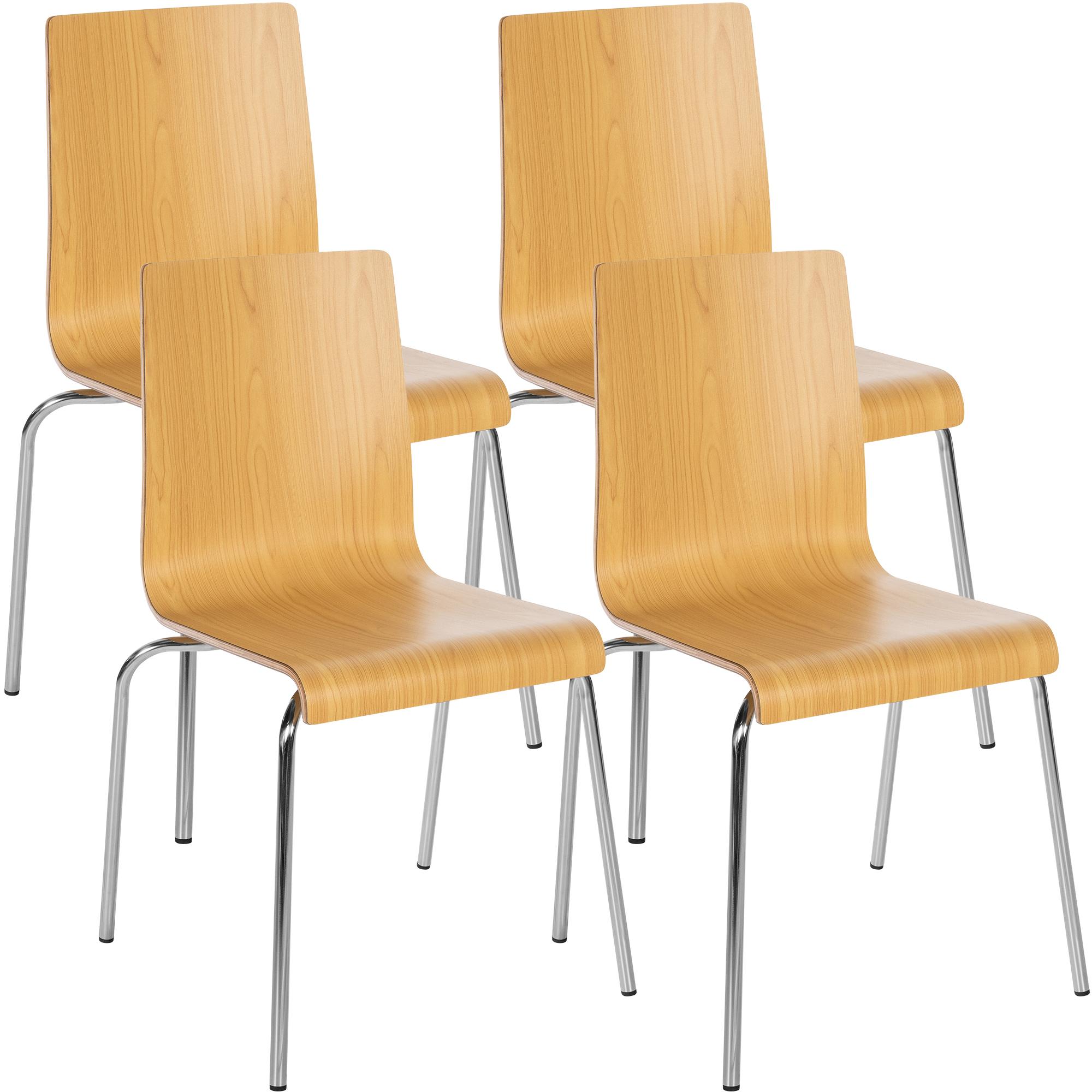 CLP Stuhl 4er Set stapelbar Gahanna, Stapelst&uuml;hle aus Formholz mit HPL-Laminat, Stahlgestell verchromt belastbar bis 150 kg, Esszimmer und B&uuml;ro 