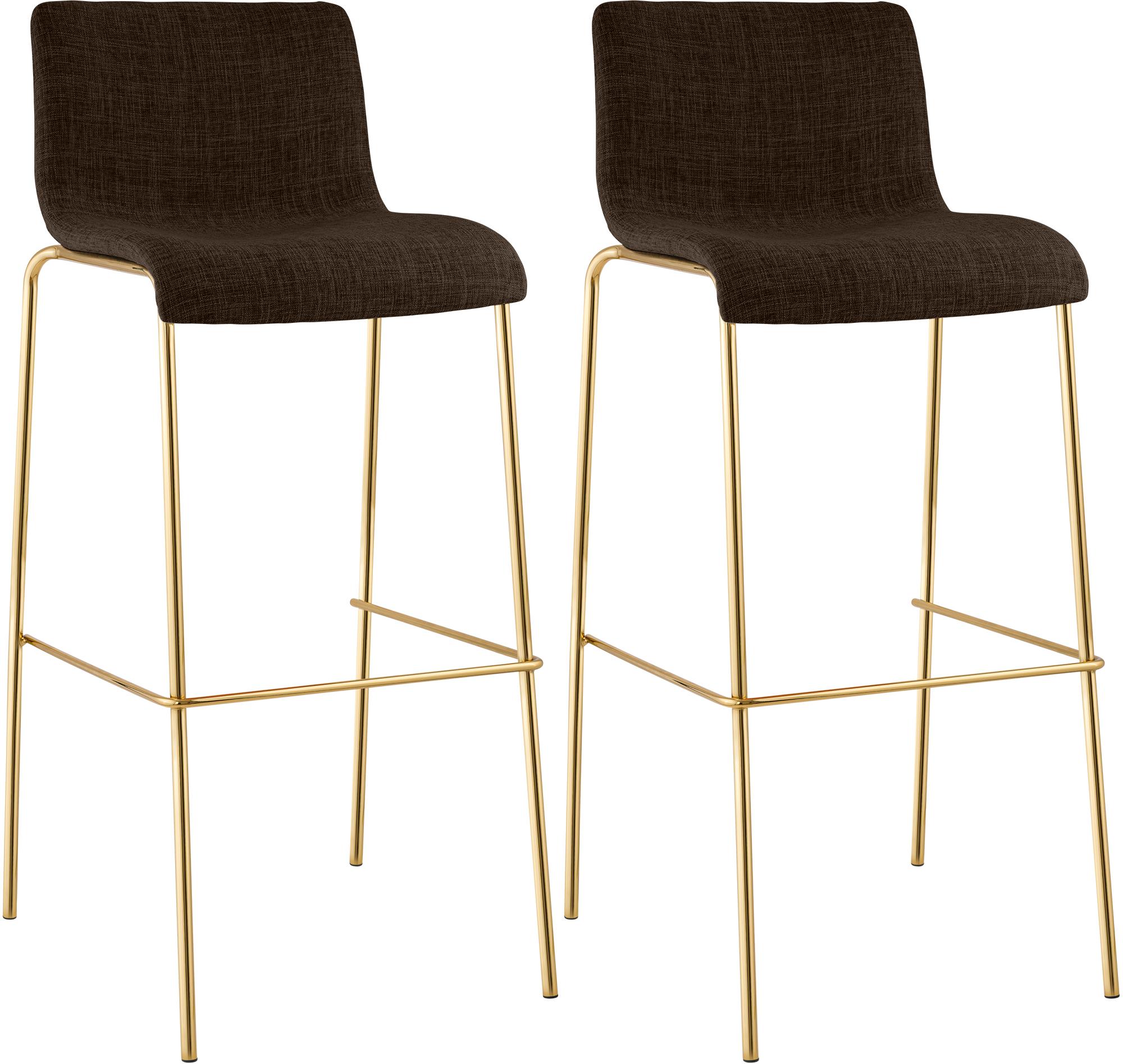 CLP Barhocker 2er Set mit Lehne Hover, Barstuhl stapelbar mit Stoffbezug, Metallgestell Goldoptik, Stapelstuhl bis 150 kg belastbar 