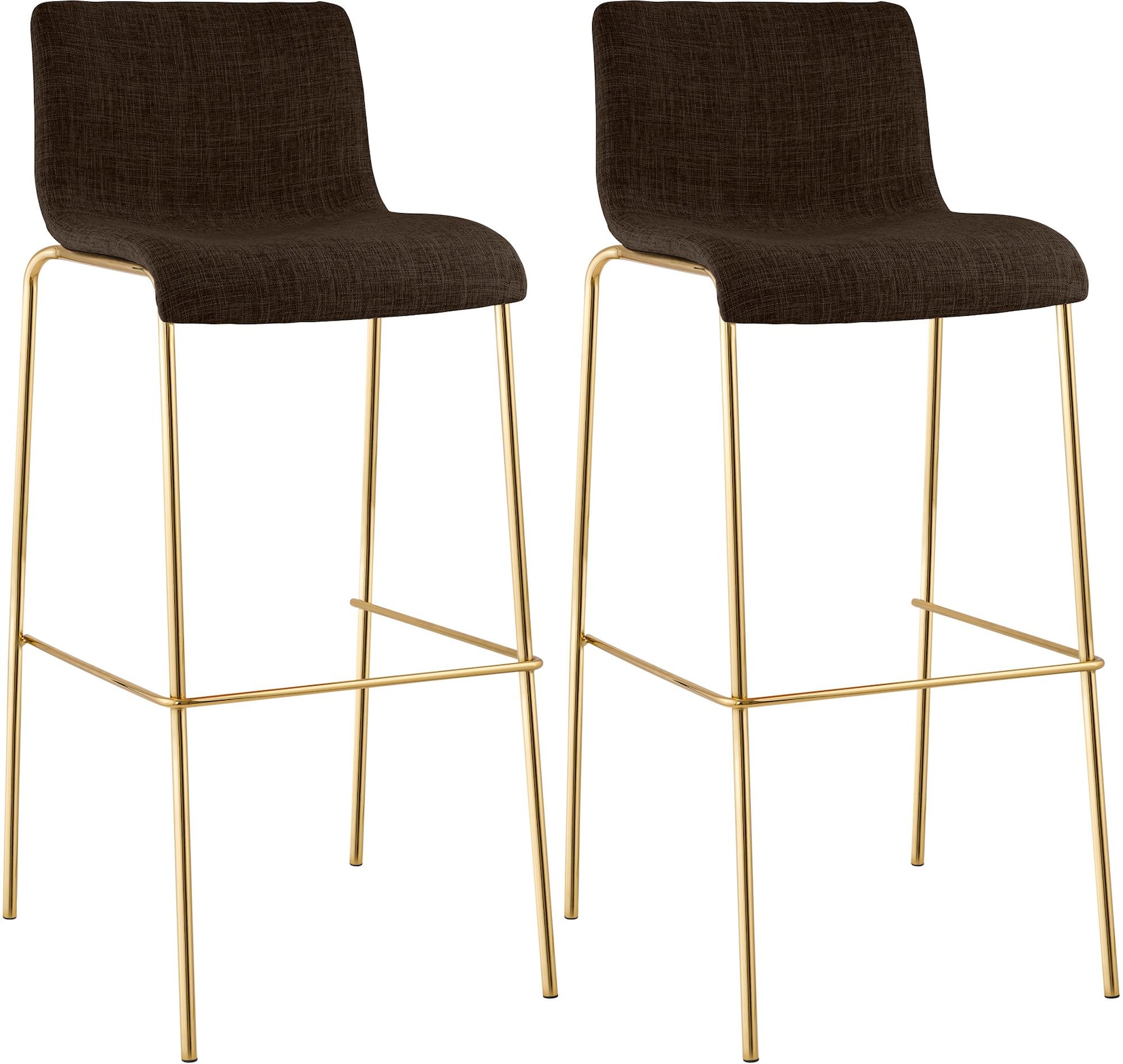 CLP Barhocker 2er Set mit Lehne Hover, Barstuhl stapelbar mit Stoffbezug, Metallgestell Goldoptik, Stapelstuhl bis 150 kg belastbar