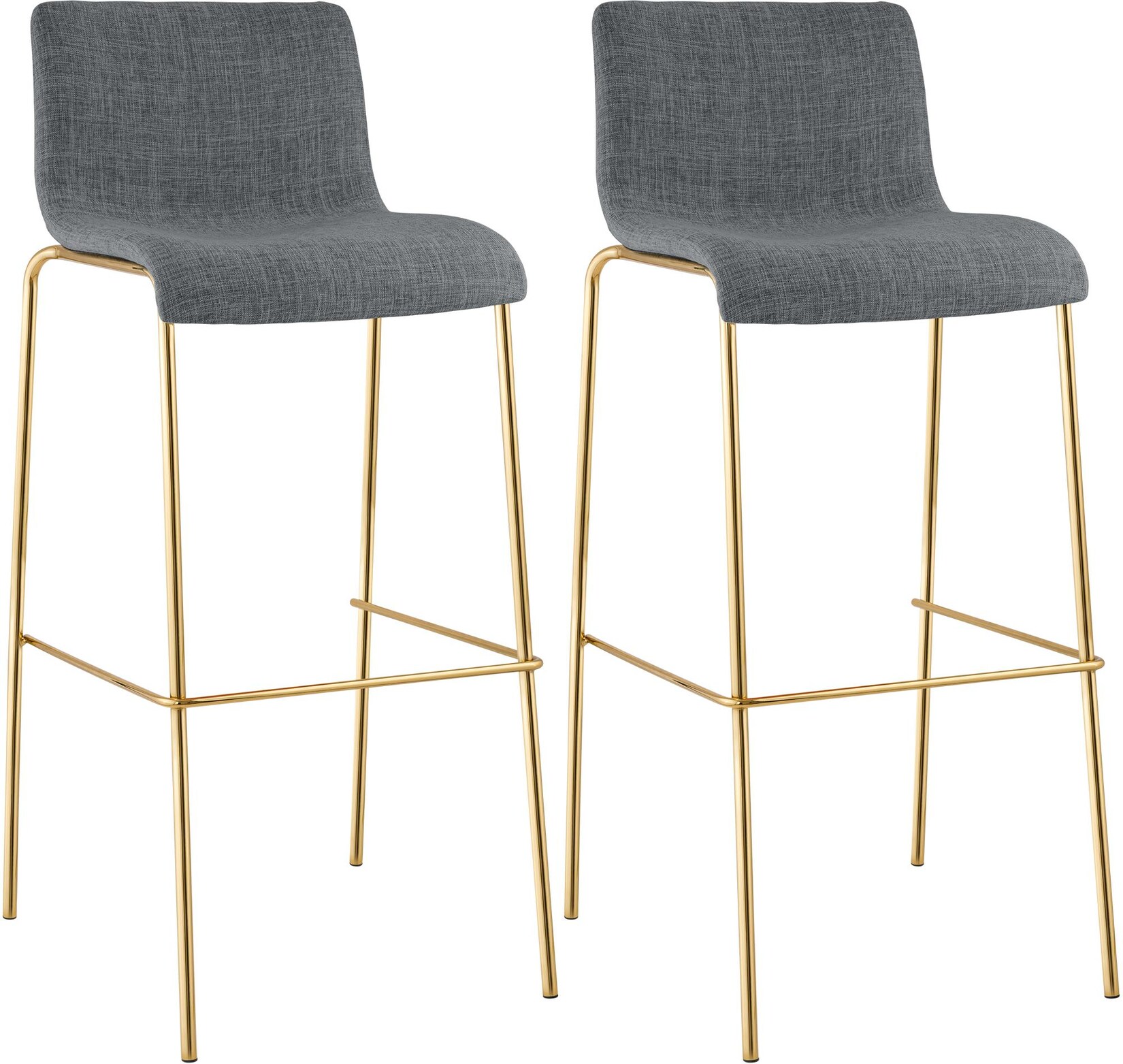 CLP Barhocker 2er Set mit Lehne Hover, Barstuhl stapelbar mit Stoffbezug, Metallgestell Goldoptik, Stapelstuhl bis 150 kg belastbar